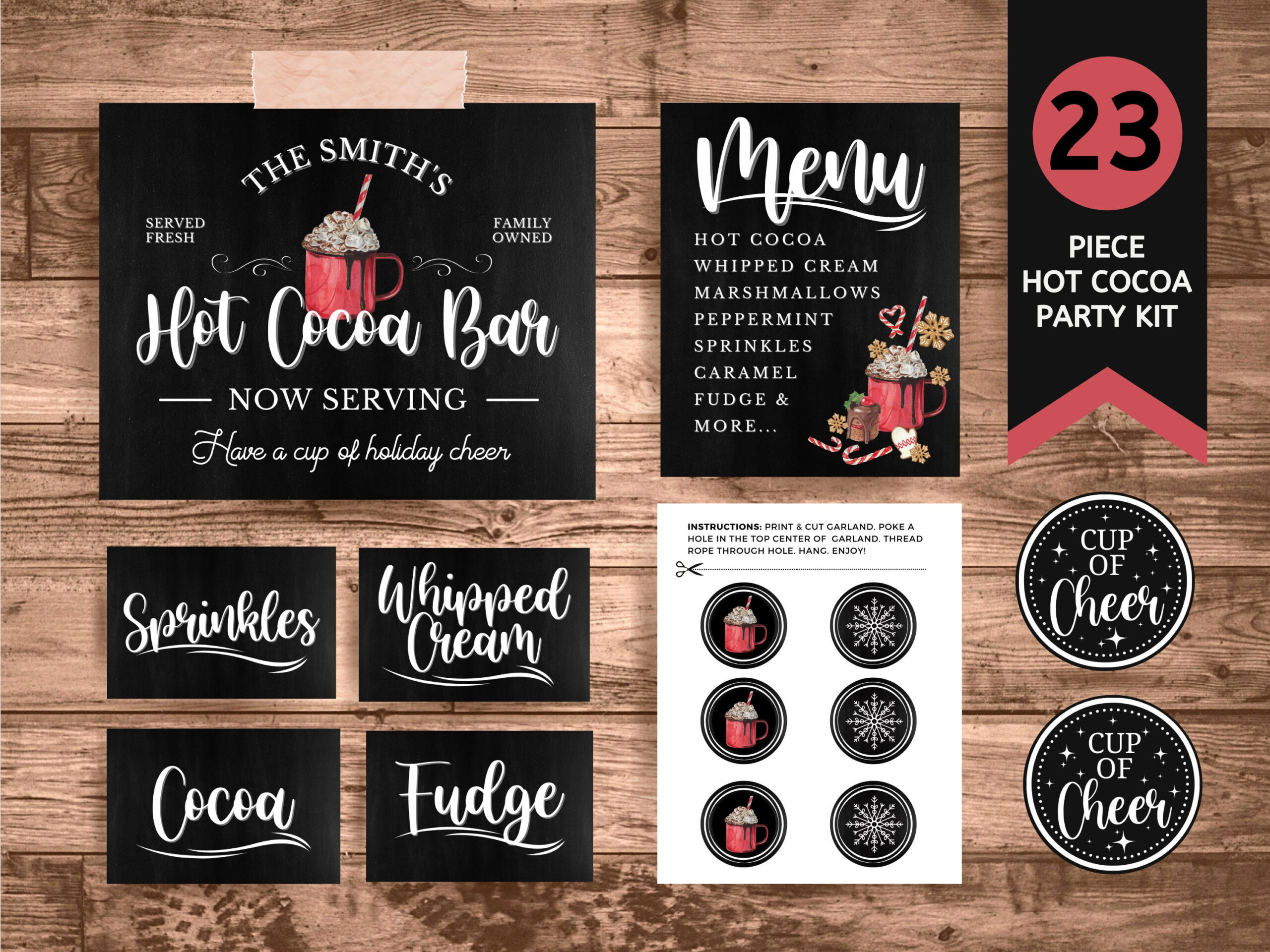 Heiße Schokolade Bar Printable Kit | Heißes Kakao-Zeichen | Kaffee pertaining to Hot Chocolate Bar Printable