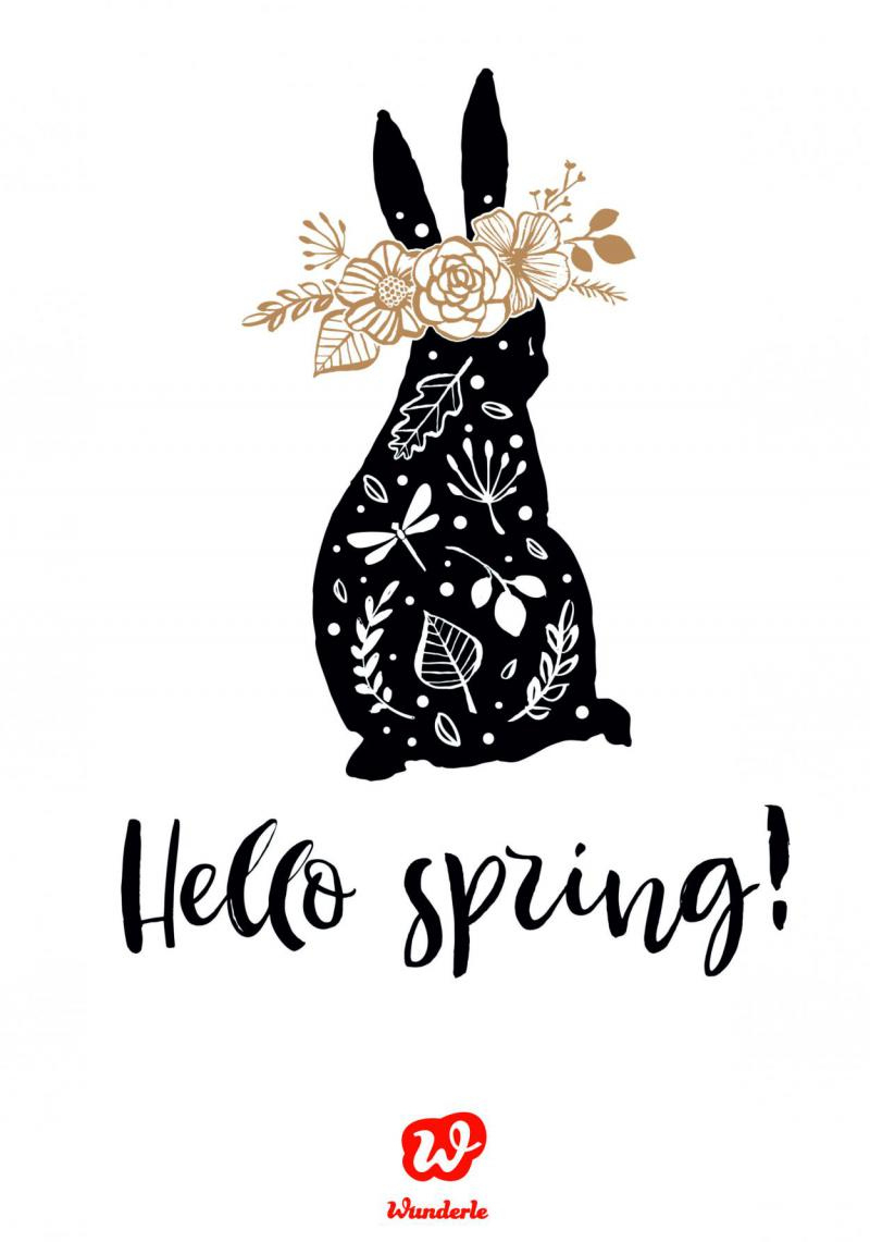 Hello Spring…Frühlingshaftes Osterhasen- Free Printable - Wunderle inside Hello Spring Free Printable