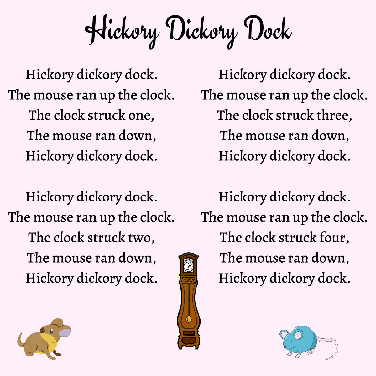 Hickory Dickory Dock Printable Lyrics, Origins, And Video throughout Hickory Dickory Dock Printable
