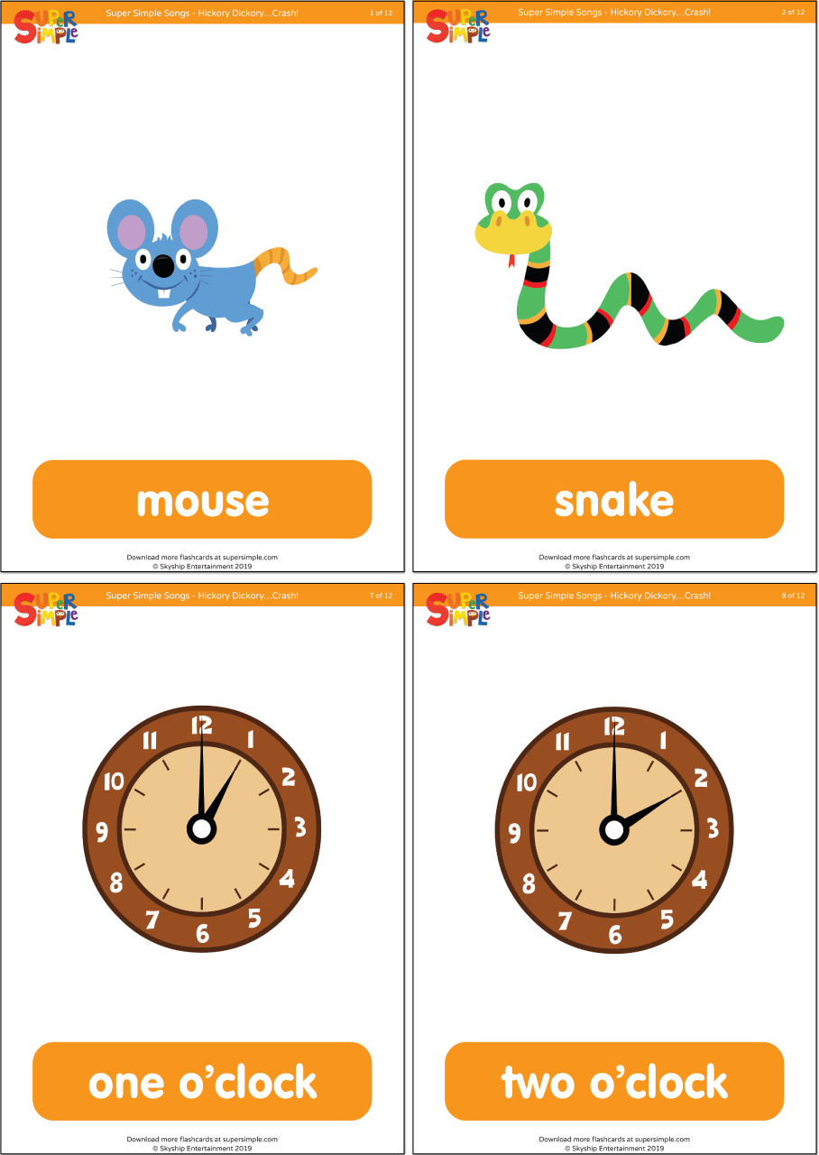 Hickory Dickory…Crash! Flashcards - Super Simple for Hickory Dickory Dock Printable