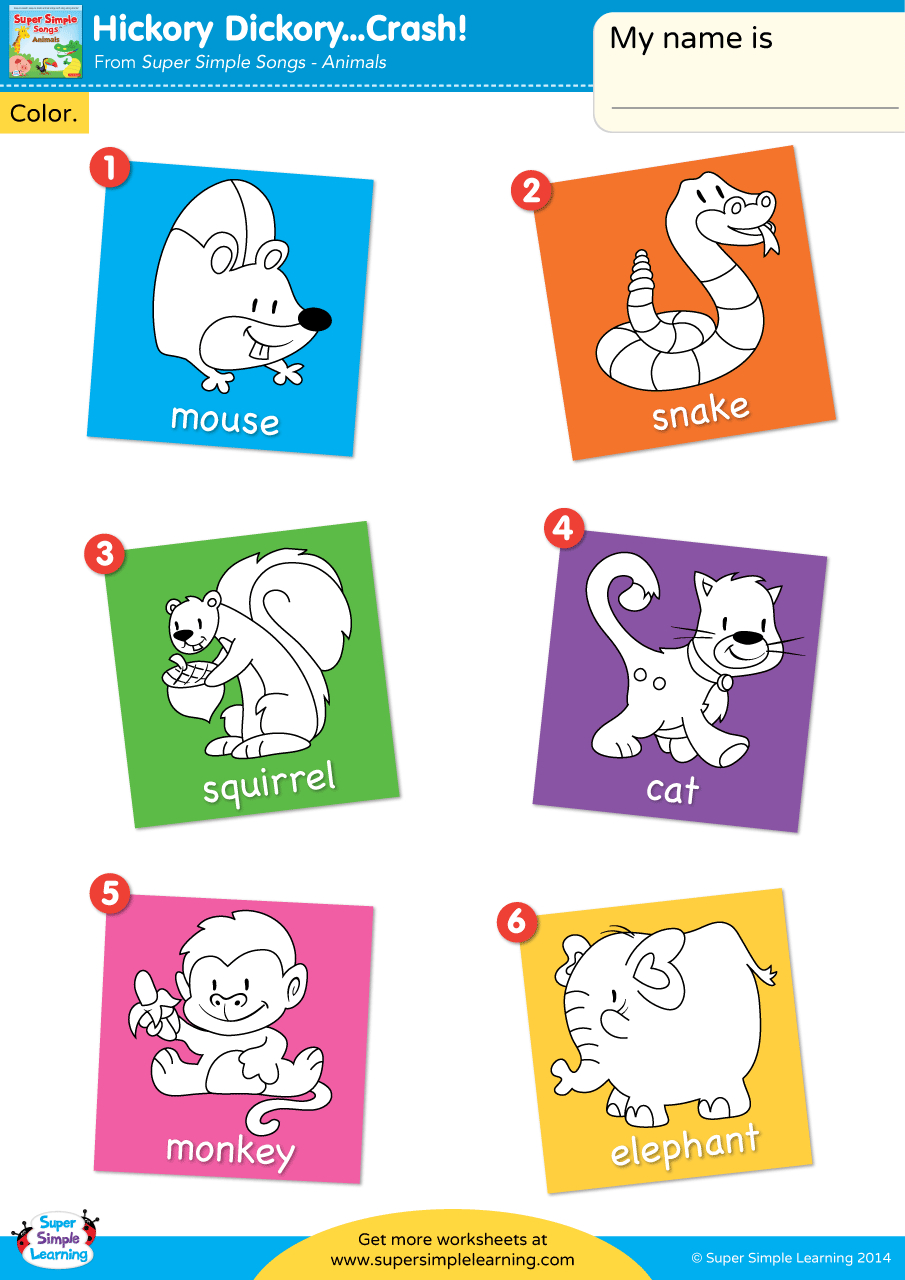 Hickory Dickorycrash! Worksheet - Vocabulary Coloring - Super intended for Hickory Dickory Dock Printable