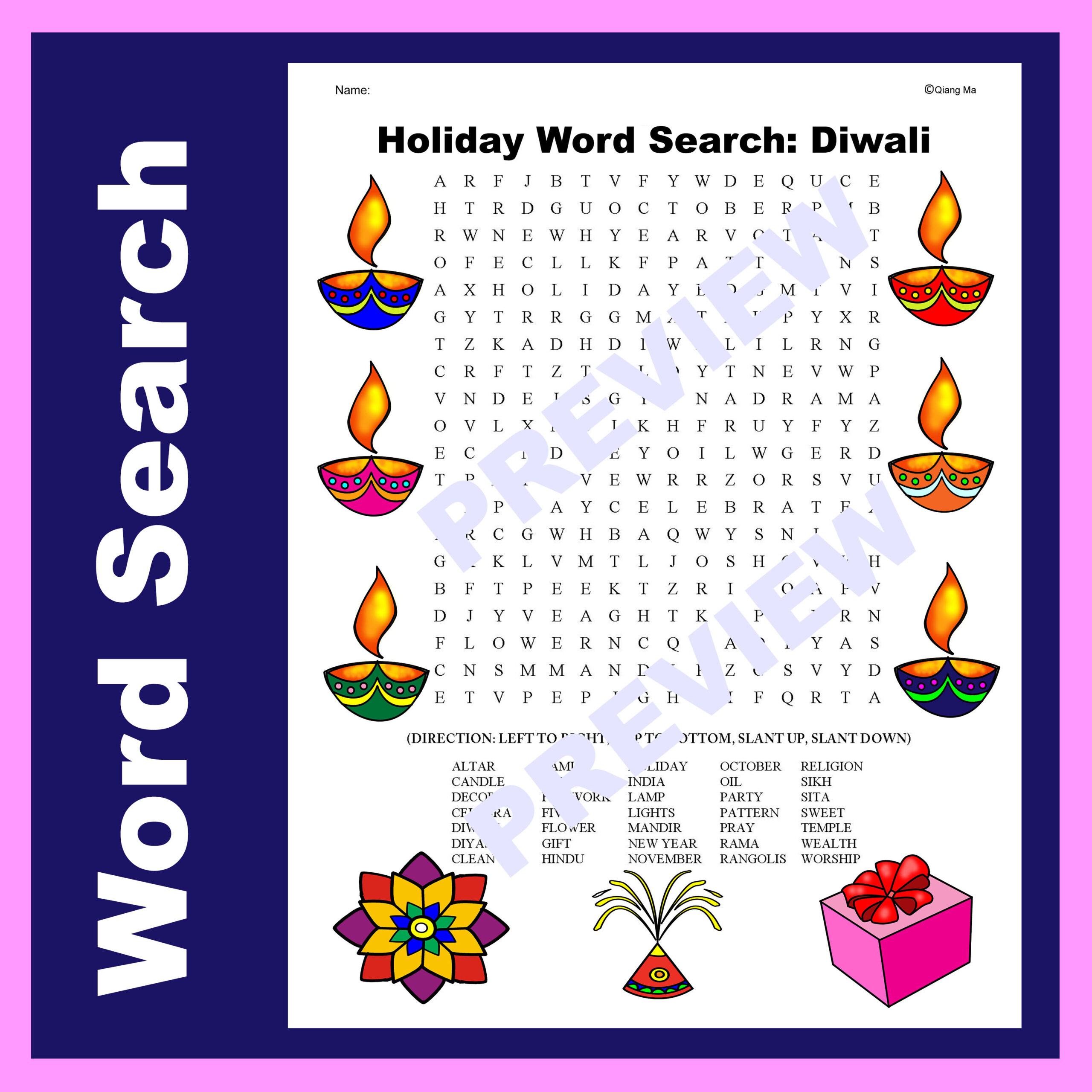 Holiday Word Search: Diwali | Madeteachers pertaining to Diwali Word Search Free Printable