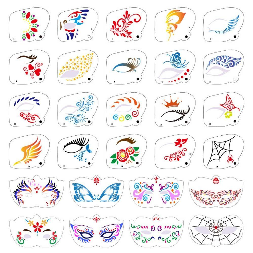 Hollowed Body Art Paint Stencils Reusable Diy Makeup Tools Drawing for Face Paint Stencils Printable