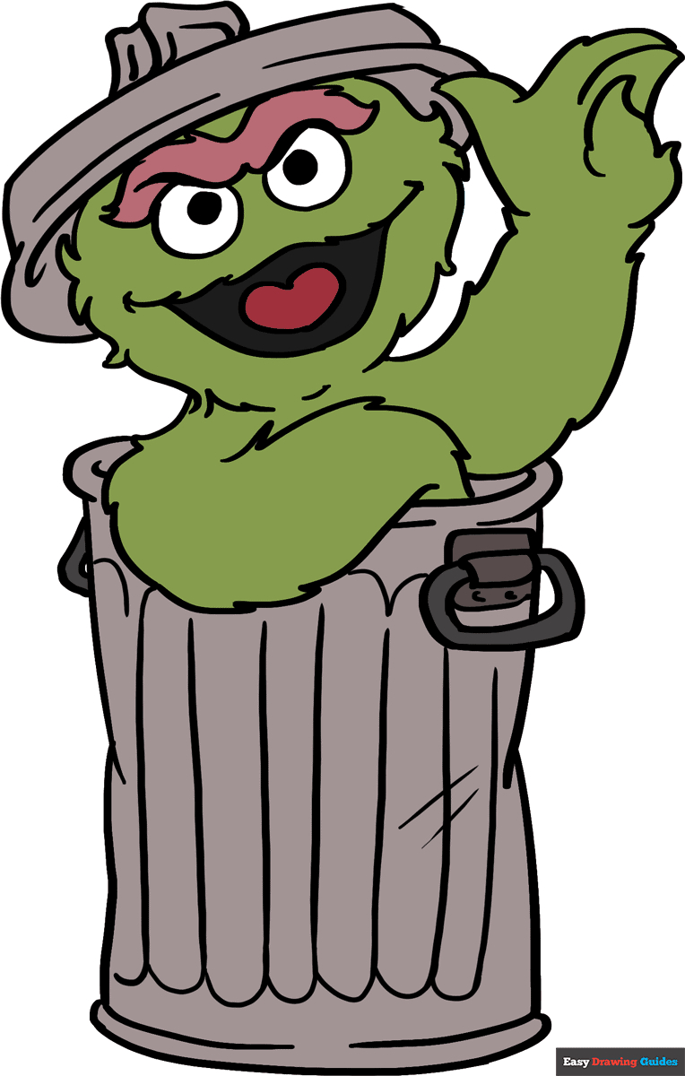 How To Draw Oscar The Grouch From Sesame Street | Easy Drawing Guides for Oscar The Grouch Printable