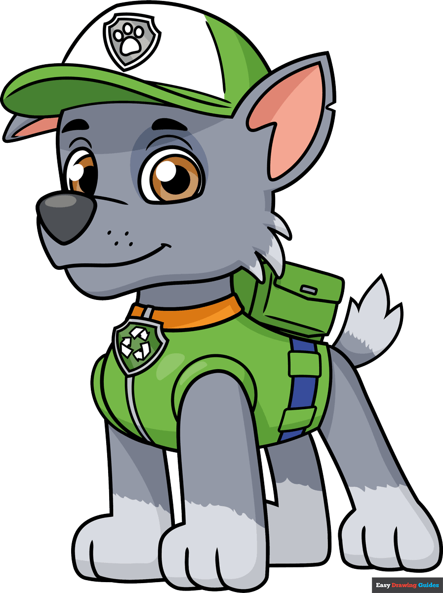 How To Draw Rocky From Paw Patrol - Really Easy Drawing Tutorial for Printable Rocky Paw Patrol