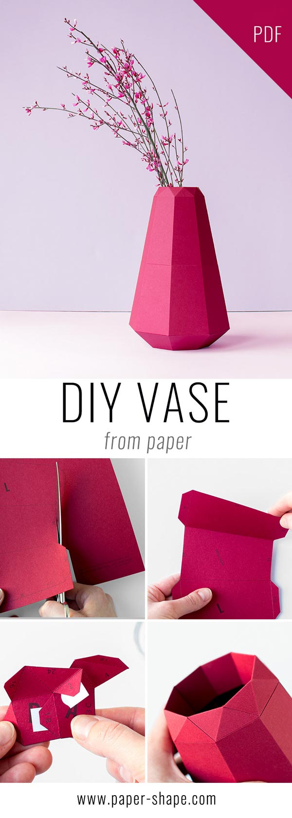 How To Make A Paper Flower Vase Sleeve (Very Easy With Template with Printable Paper Vase Template