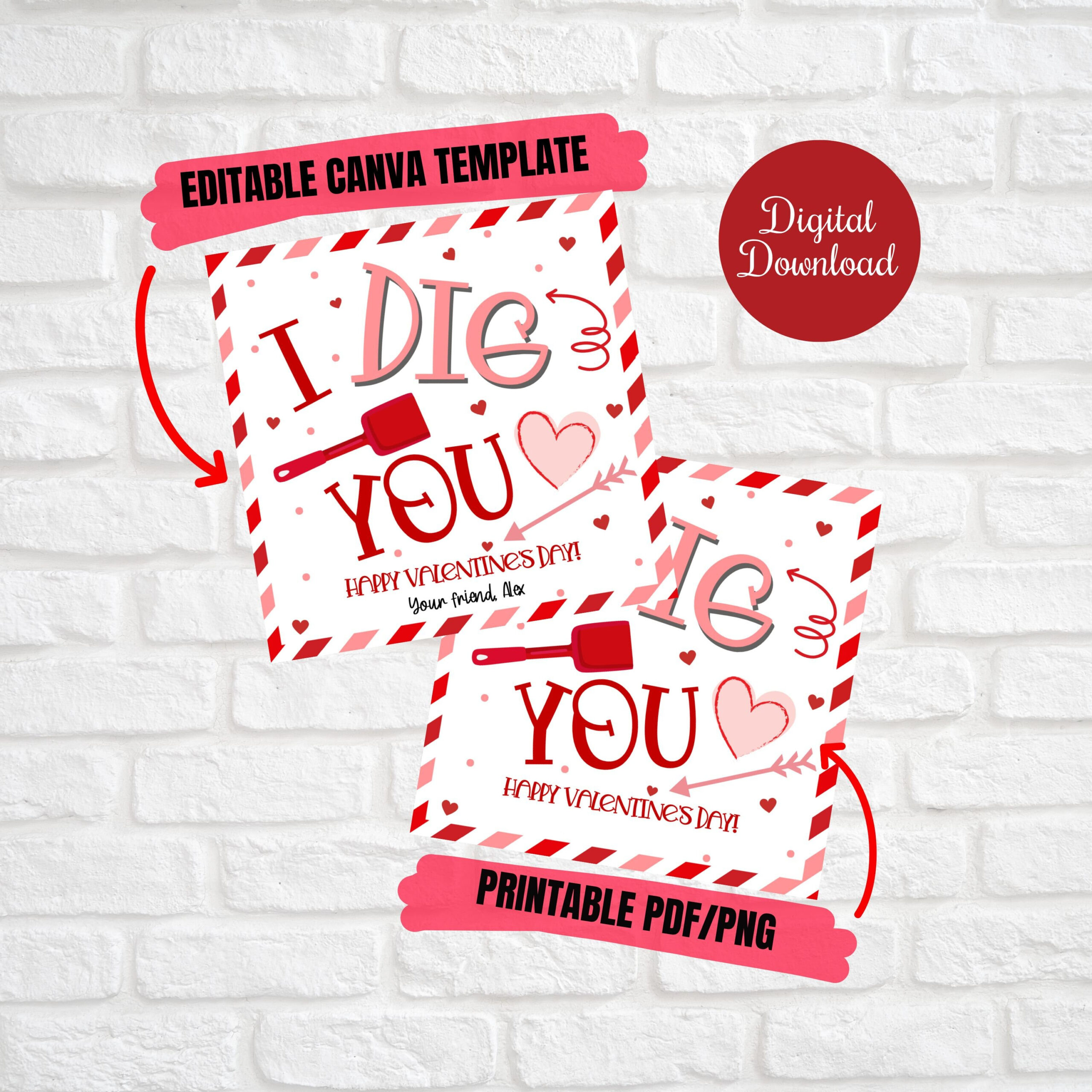 I Dig You Valentine Gift Tags, Printable Editable Valentine throughout I Dig You Valentine Printable