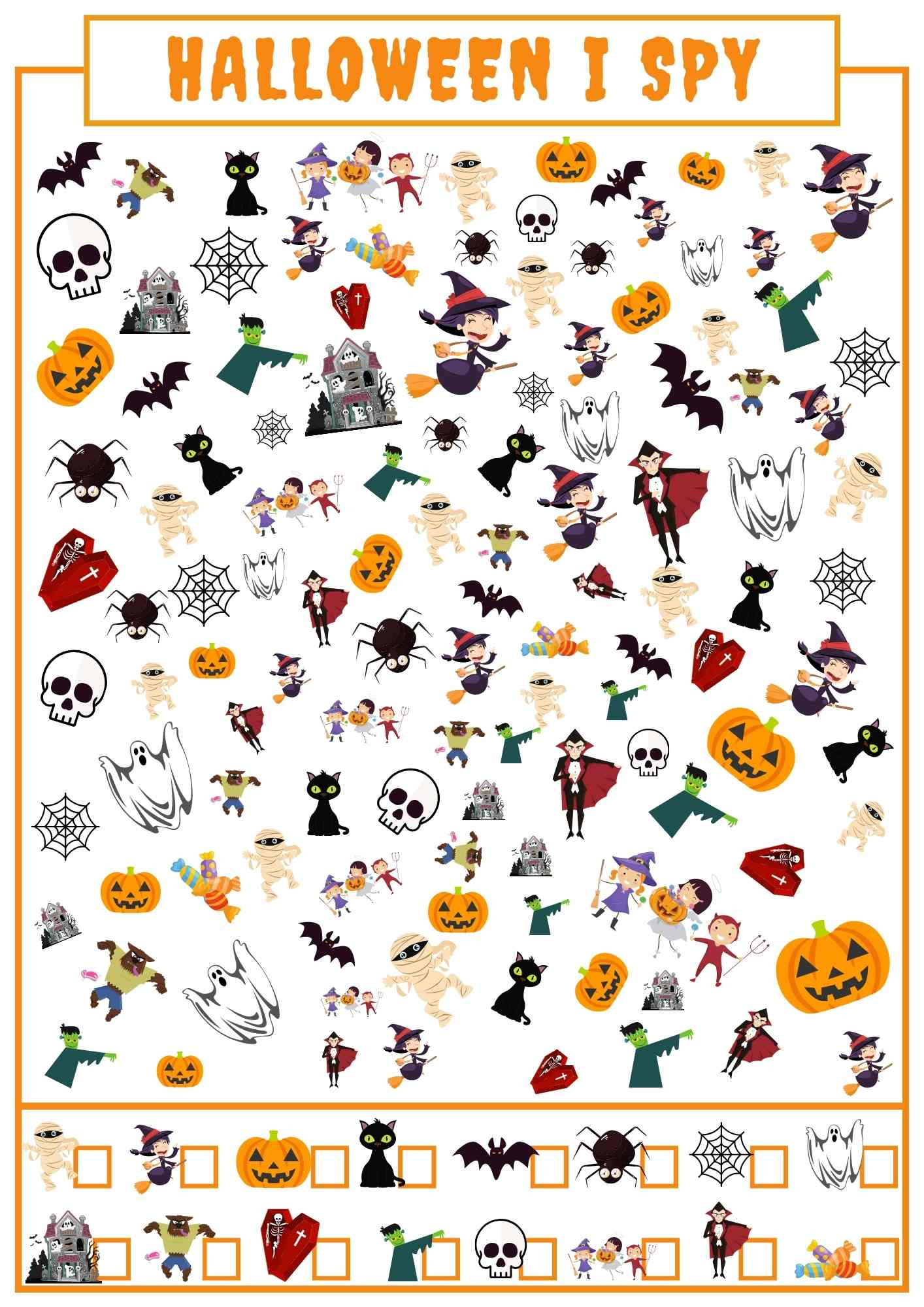 I Spy Halloween Activity For Kindergarten And English Language regarding Halloween I Spy Free Printable