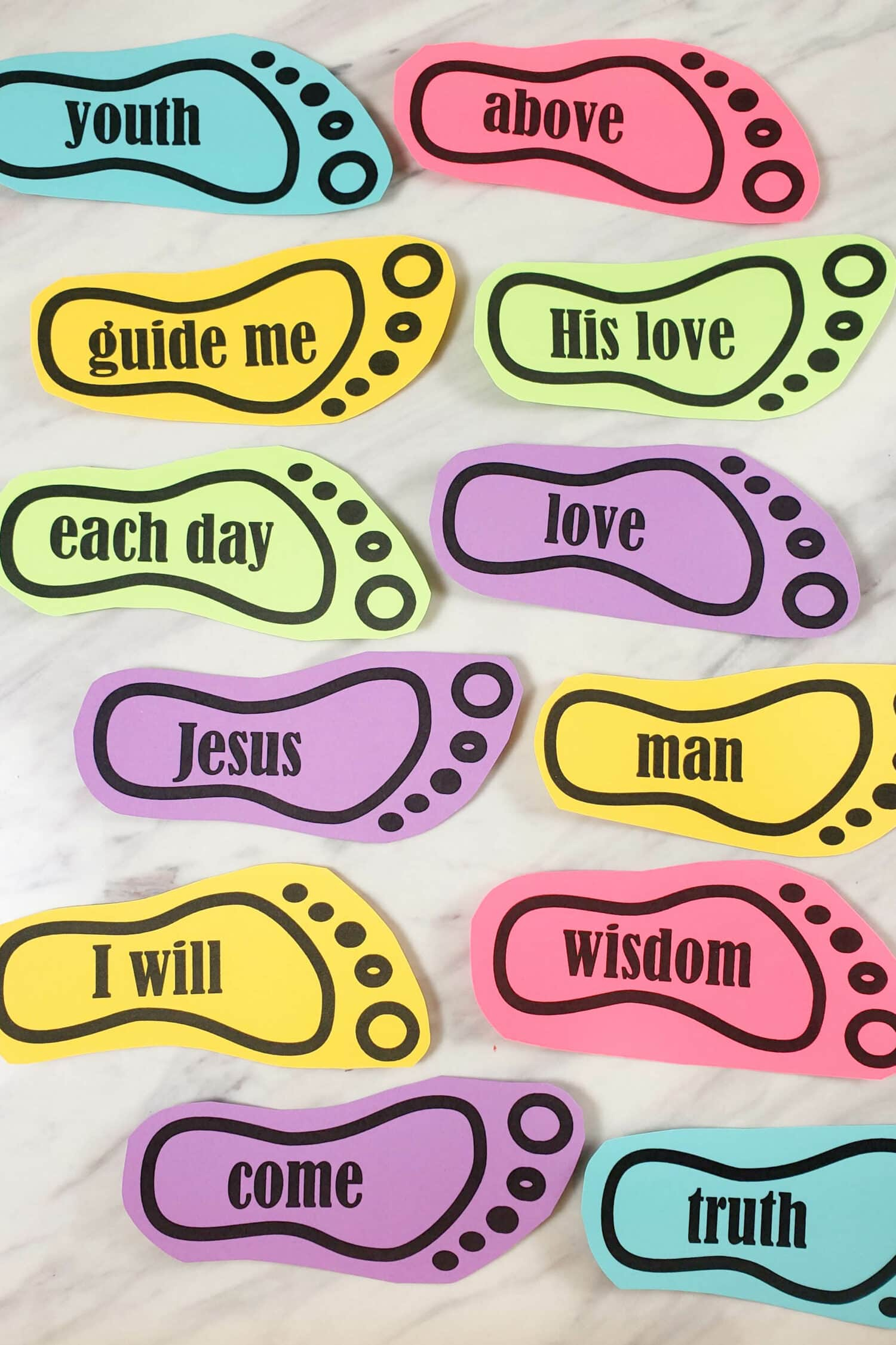 I Will Walk With Jesus Footprint Words - Primary Singing with regard to I Will Walk With Jesus Lyrics Printable