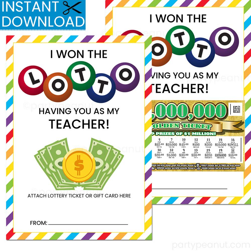I Won The Lotto Teacher Lottery Ticket Holder - Party Peanut for Lotto Teacher Appreciation Printable Free