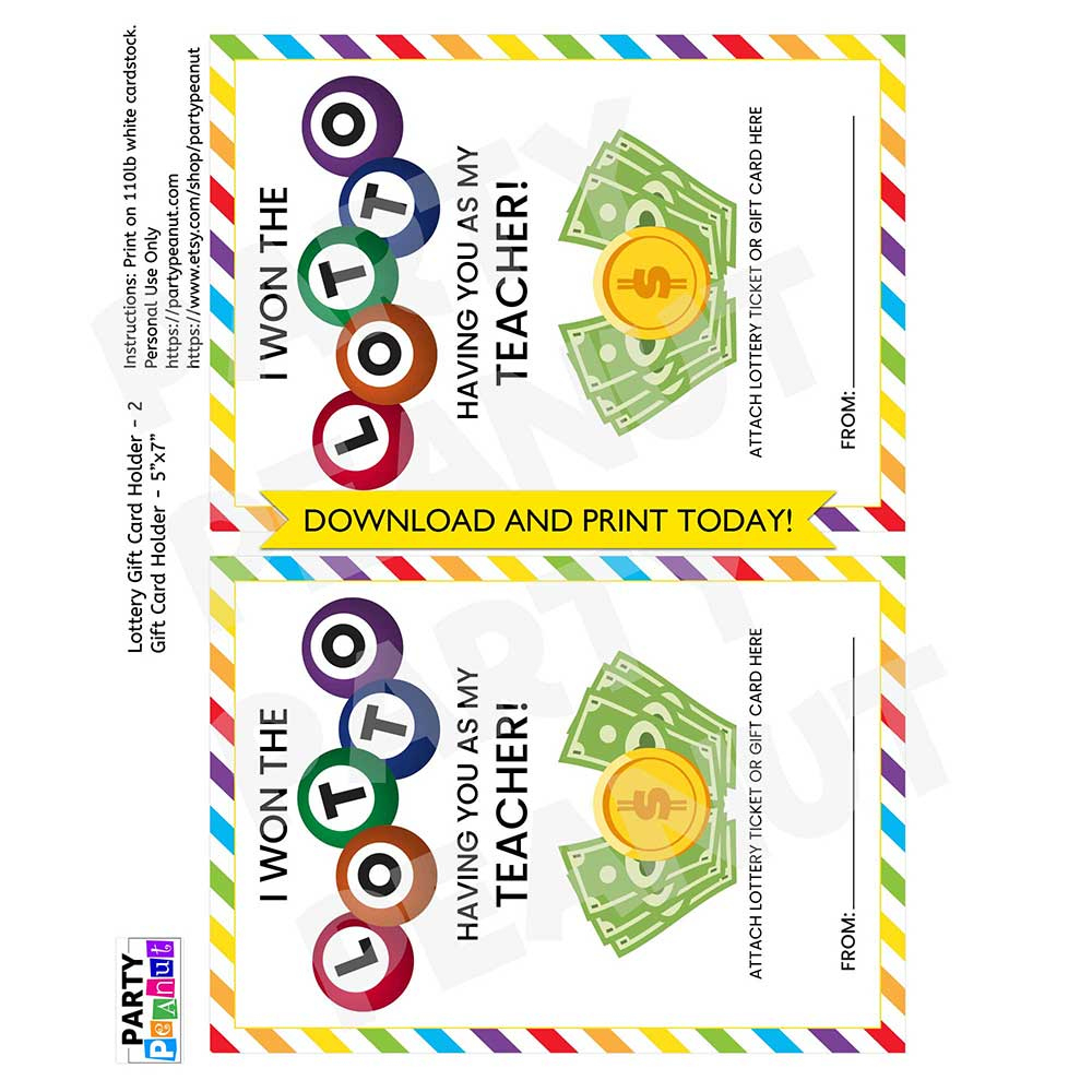 I Won The Lotto Teacher Lottery Ticket Holder - Party Peanut throughout Lottery Ticket Teacher Appreciation Free Printable