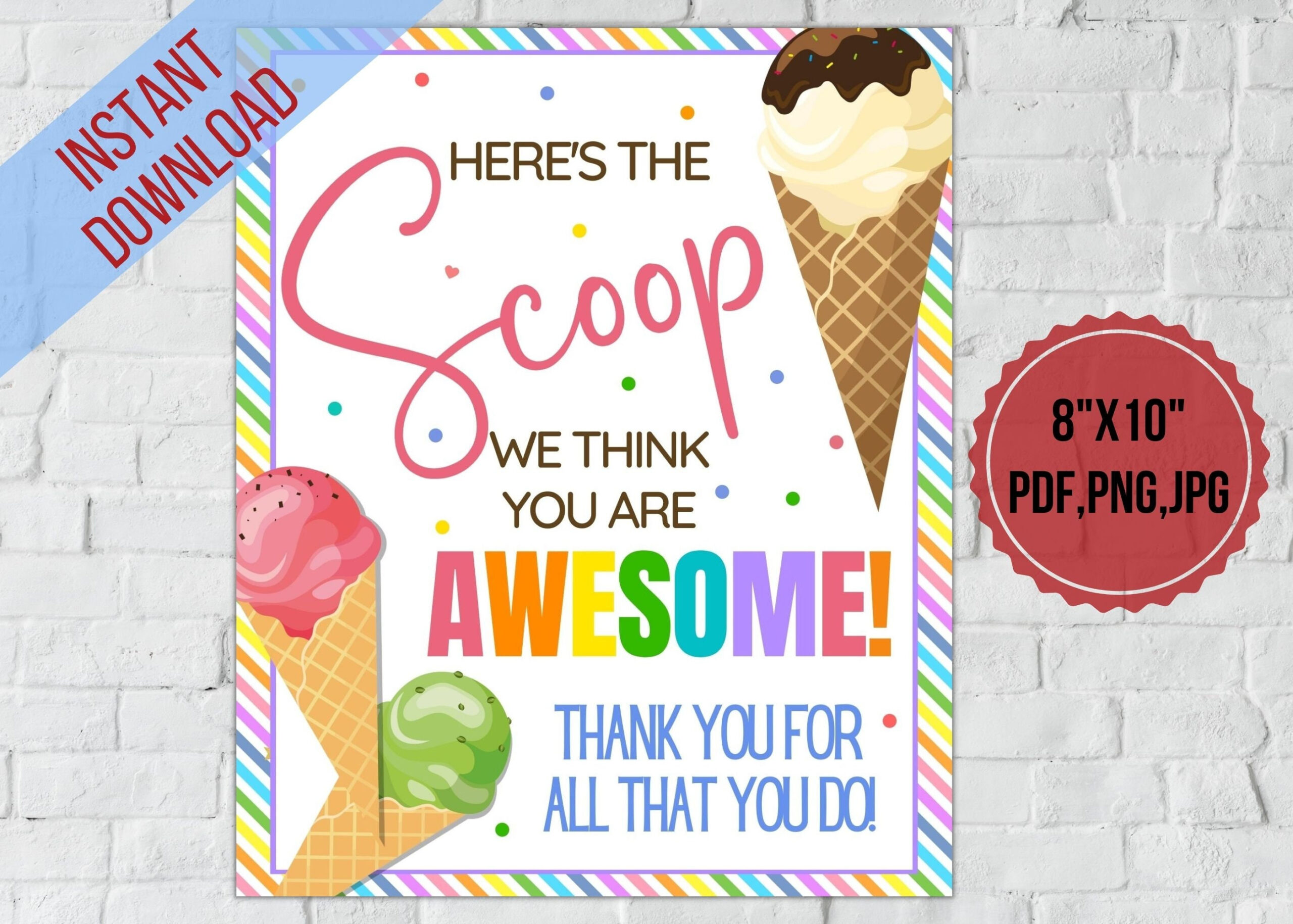 Ice-Cream Teacher Appreciation Printable,Here&amp;#039;S The Scoop We Think intended for Ice Cream Teacher Appreciation Free Printable