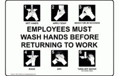 Information Sign – Employees Must Wash Hands Before Returning To Work throughout Printable Employees Must Wash Hands Sign