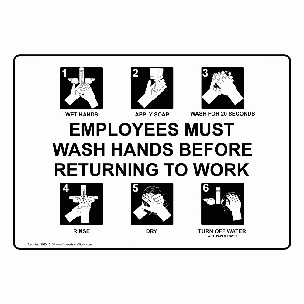 Information Sign - Employees Must Wash Hands Before Returning To Work throughout Printable Employees Must Wash Hands Sign