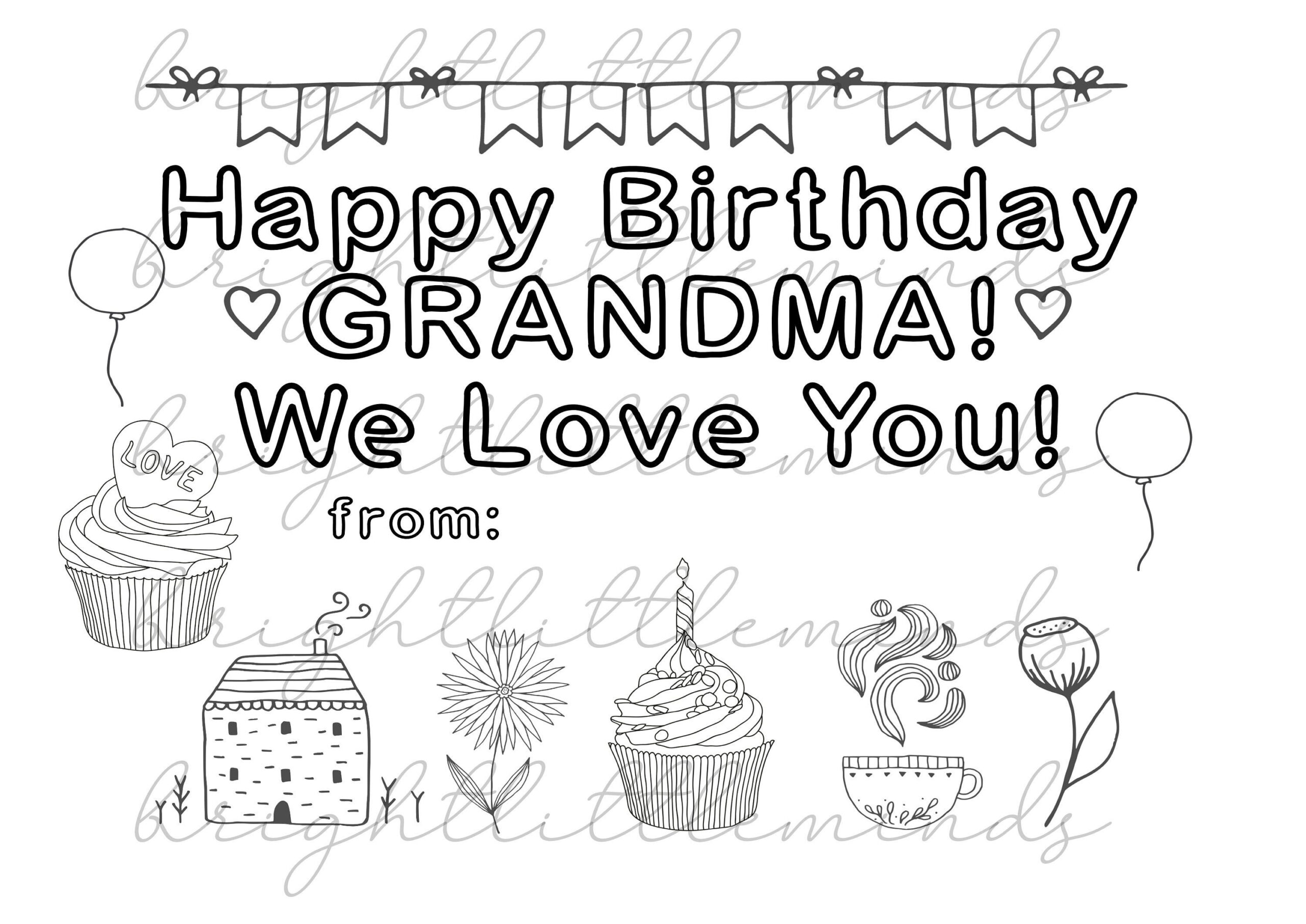 Instant Download | Printable | Happy Birthday Grandma | Diy Kids for Happy Birthday Grandma Printable