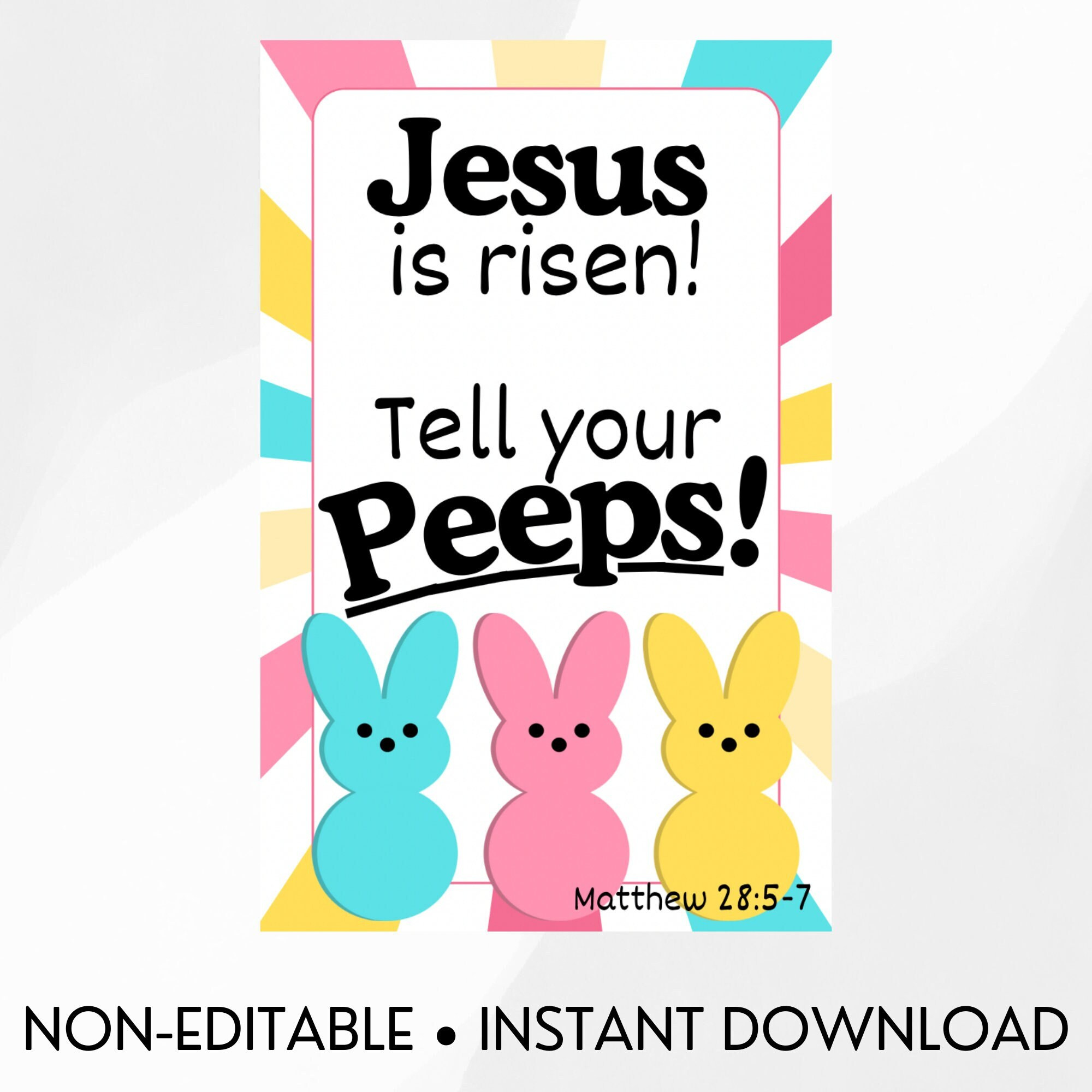 Jesus Is Risen Tell Your Peeps; Peeps Christian Non-Editable with regard to He Is Risen Tell Your Peeps Free Printable