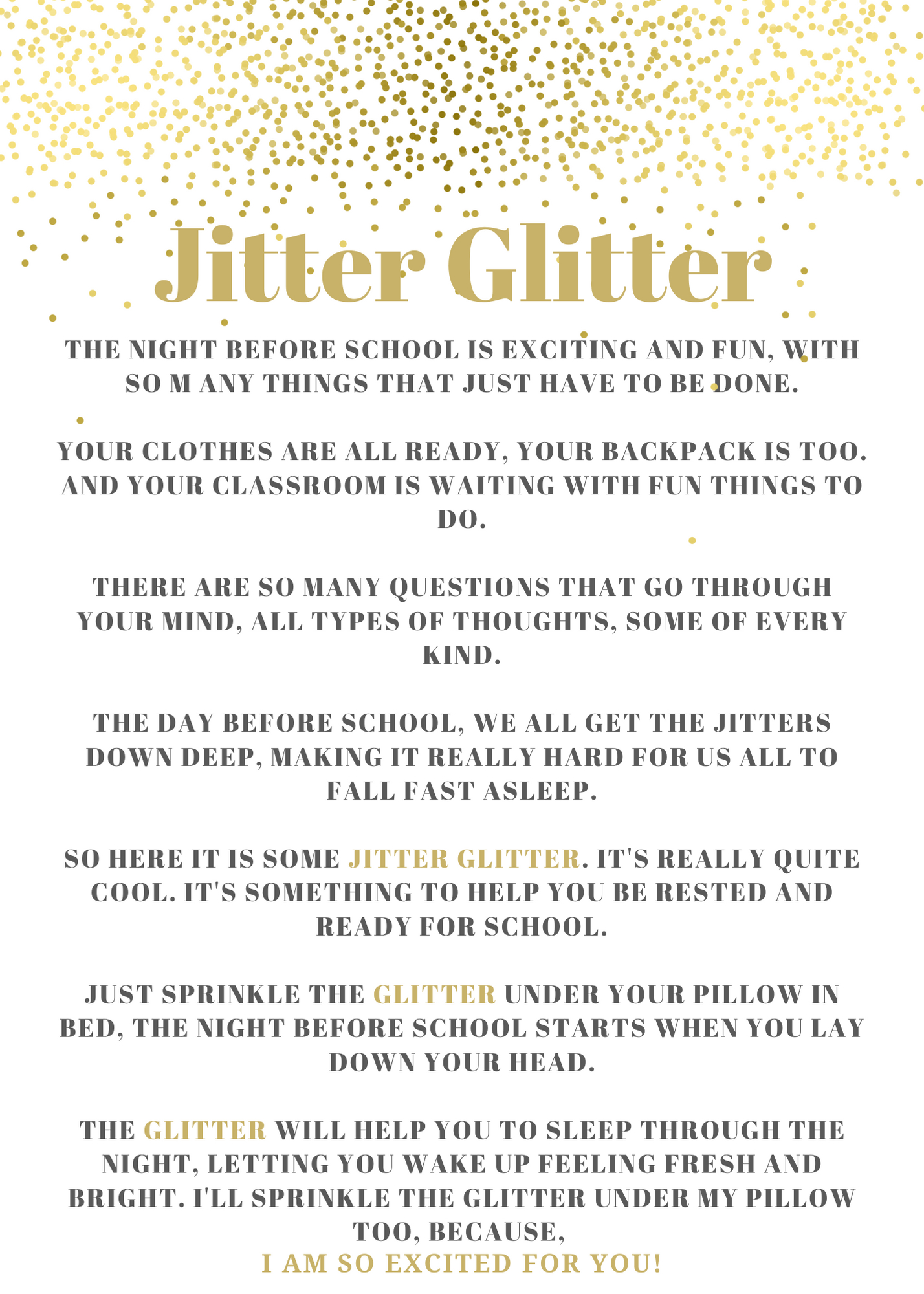 Jitter Glitter Back To School Tradition - in Jitter Glitter Free Printable
