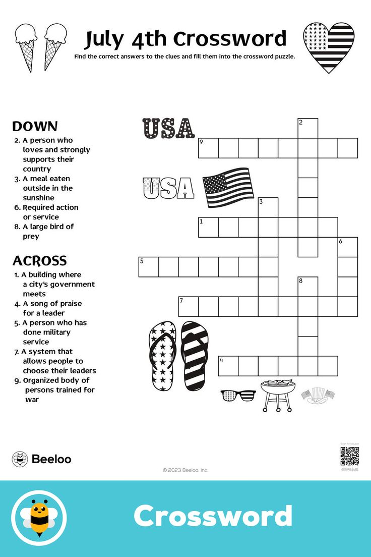 July 4Th Crossword for Fourth Of July Crossword Puzzles Printable