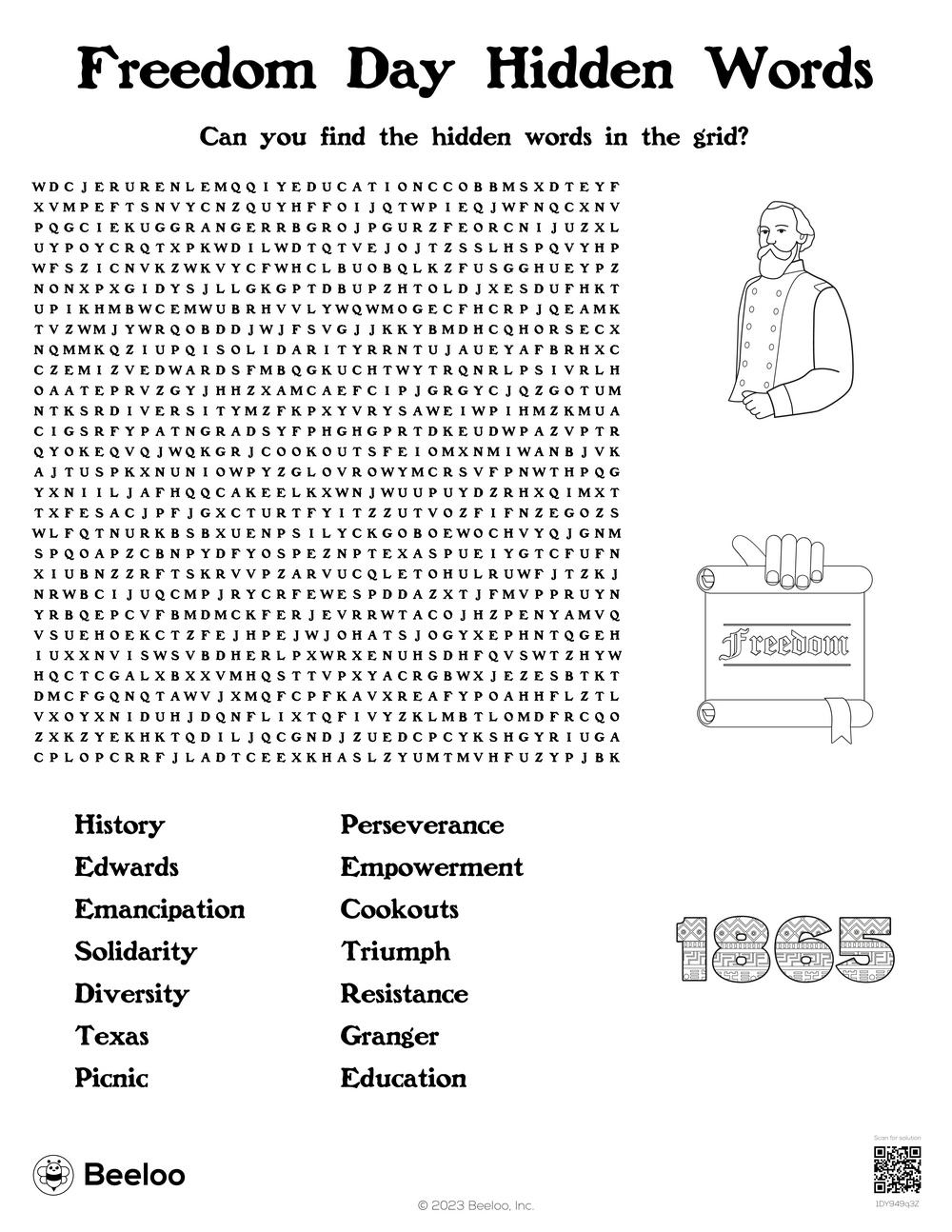 Juneteenth-Themed Word Searches • Beeloo Printable Crafts And for Juneteenth Word Search Printable