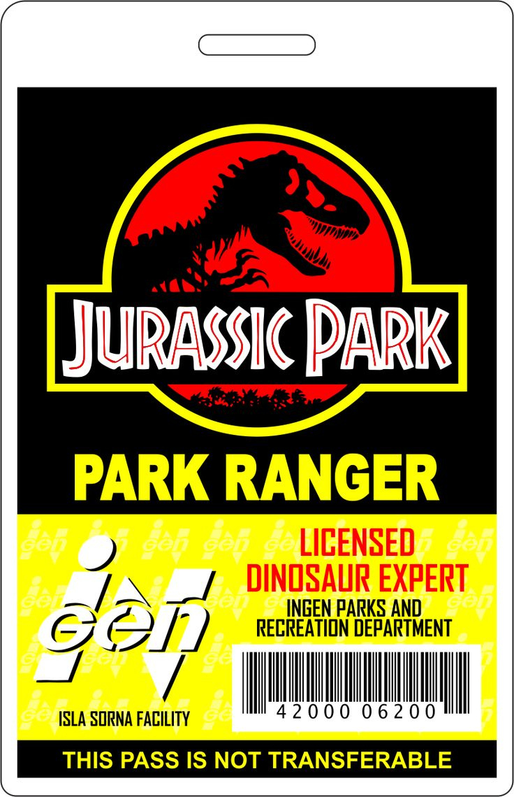 Jurassic Park Ranger Id Badge inside Printable Jurassic Park Id Badge Template Free