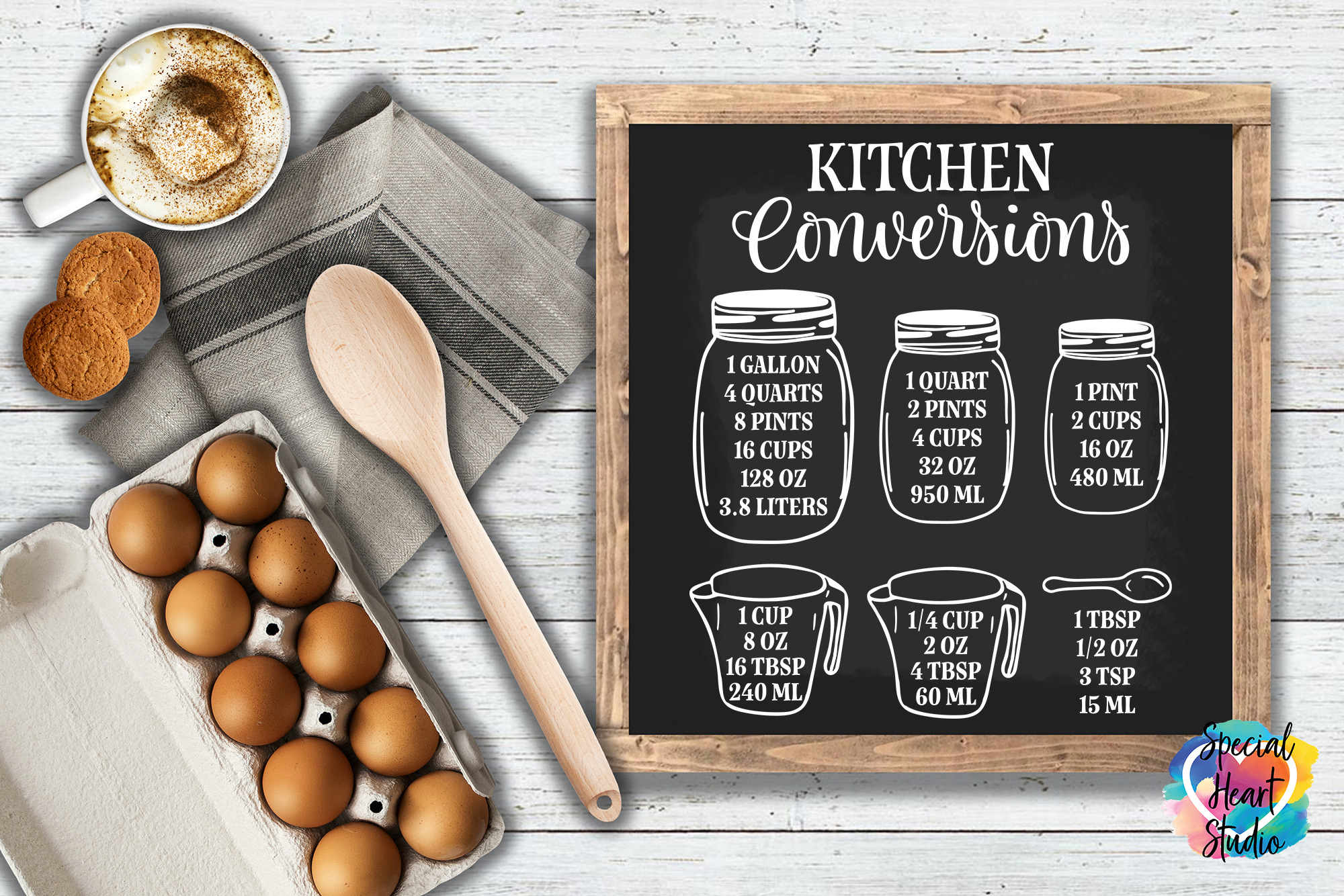 Kitchen Conversion Chart - Free Cut File - regarding Printable Kitchen Conversion Chart Svg Free