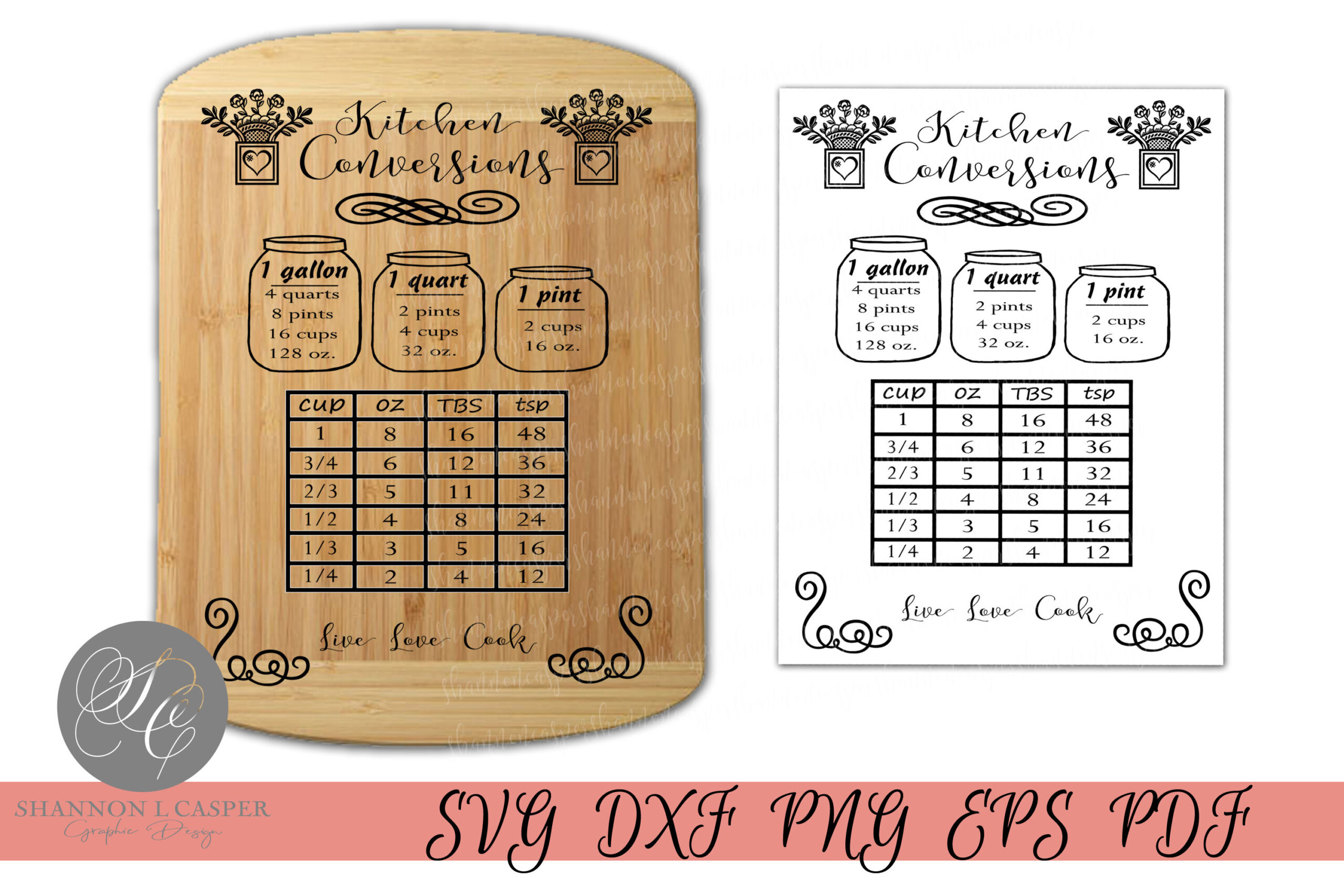 Kitchen Conversion Chart Svg Pdfshannon Casper | Thehungryjpeg with Printable Kitchen Conversion Chart Svg Free