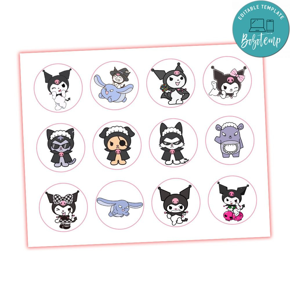 Kuromi Cupcake Toppers Template Printable Diy | Bobotemp with regard to Kuromi Cake Topper Printable