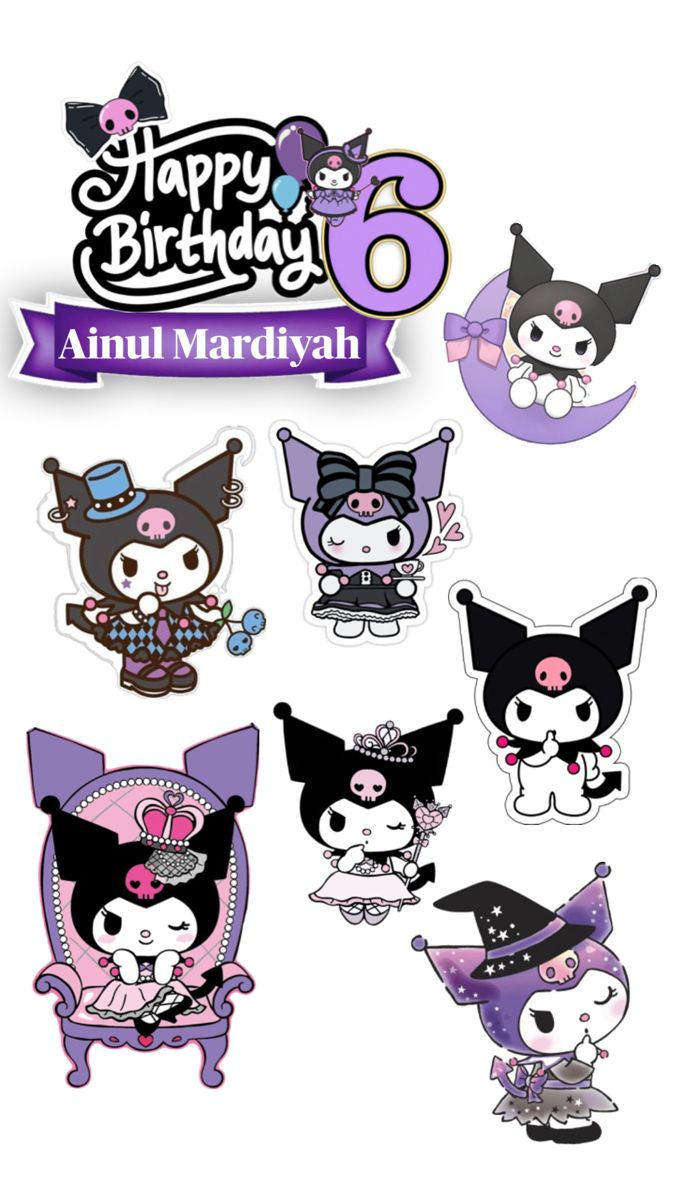 Kuromi Topper Printable | Happy Birthday Printable, Happy 6Th intended for Kuromi Cake Topper Printable