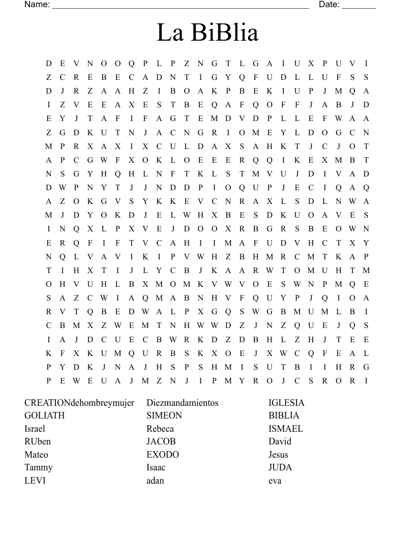 La Biblia Word Search - Wordmint inside Spanish Word Search Puzzles Printable