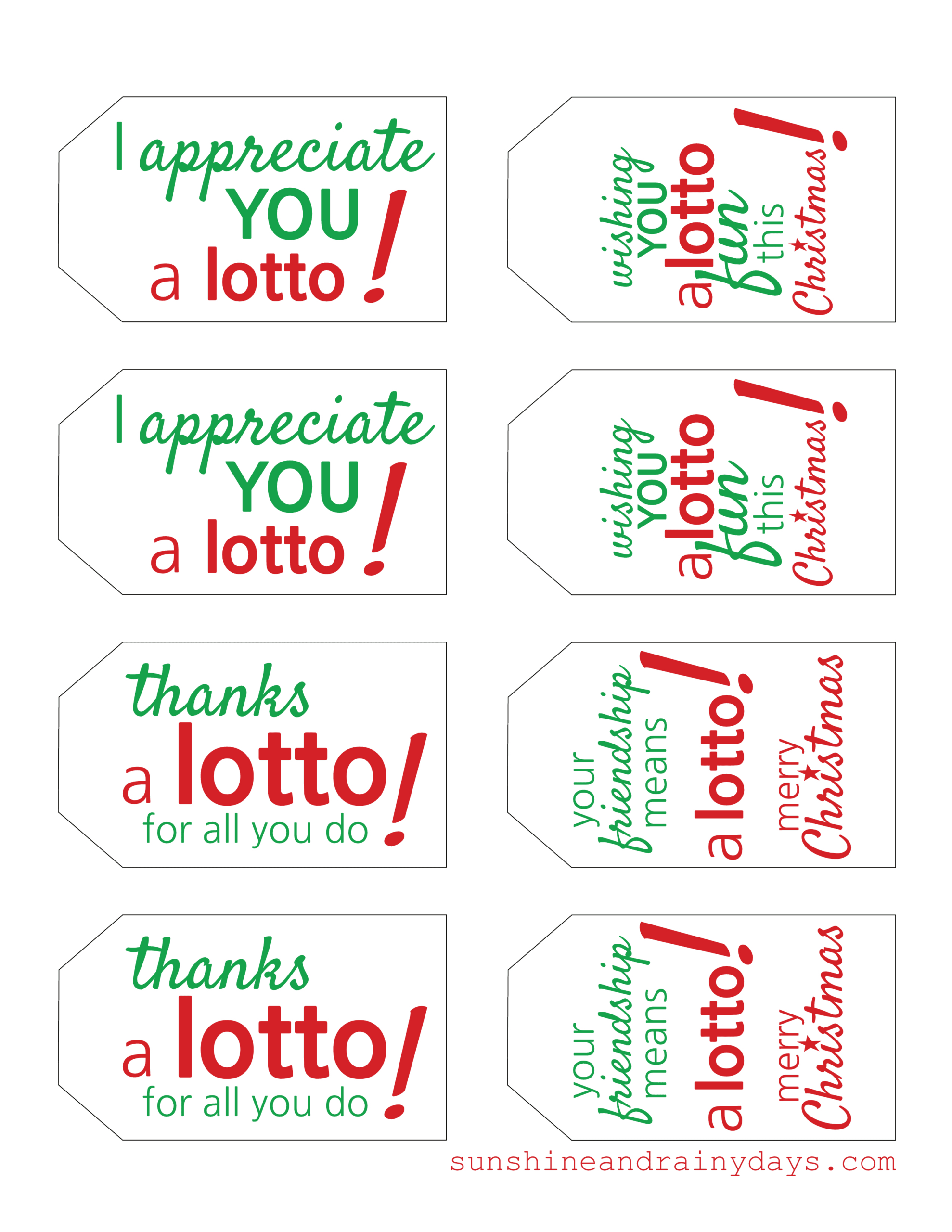 Last Minute Christmas Gift Plus Free Printable - Sunshine And within Thanks a Lotto For All You Do Free Printable