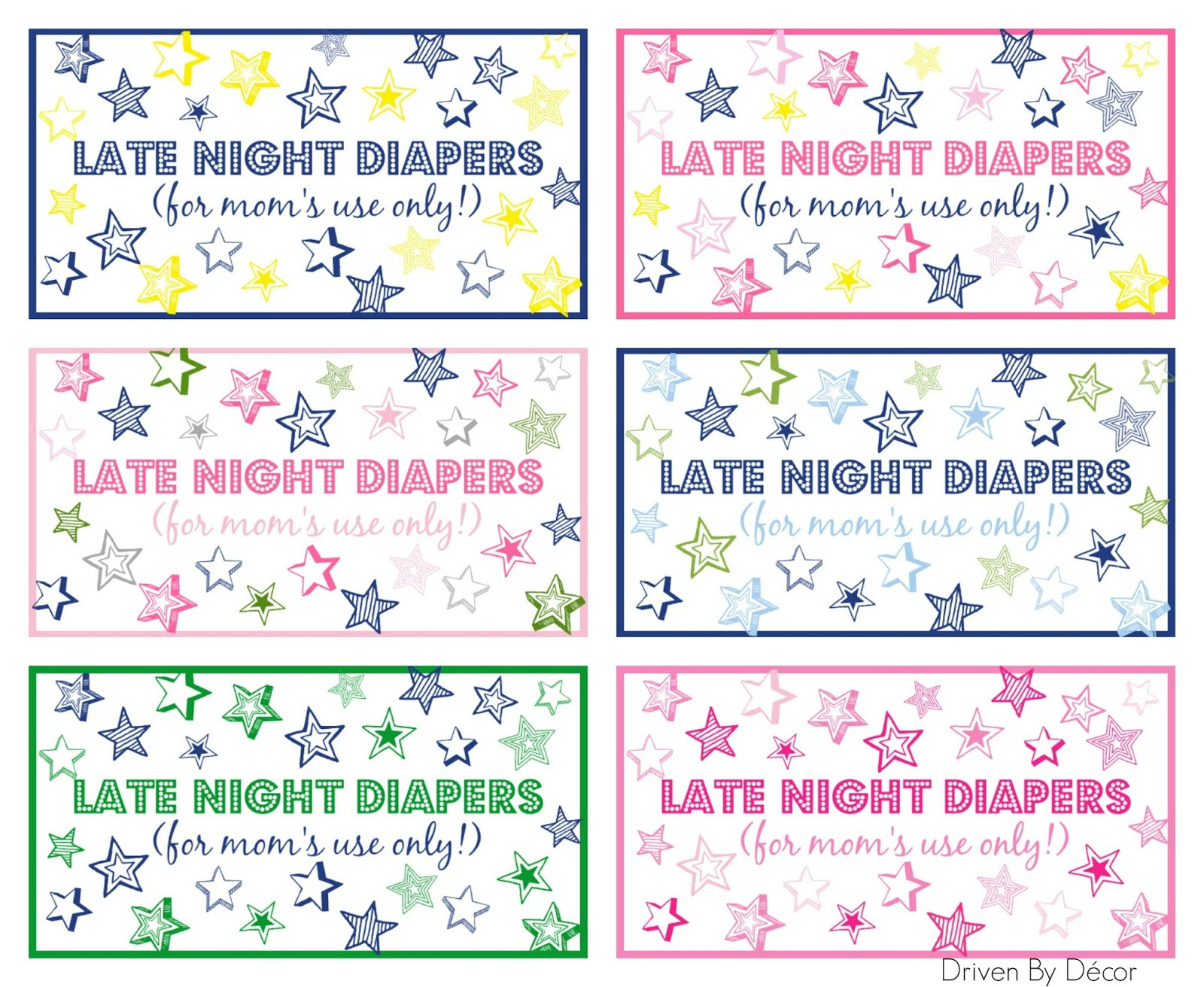 Late Night Diapers Baby Shower Printables - Drivendecor throughout Late Night Diaper Notes Free Printable
