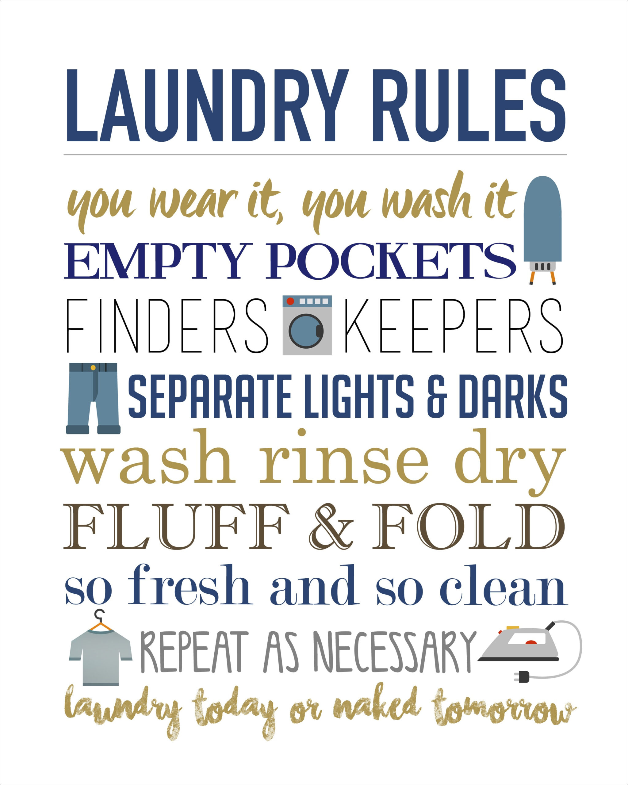 Laundry Rules Printable - Free, Easy And Print Ready intended for Free Laundry Room Printables
