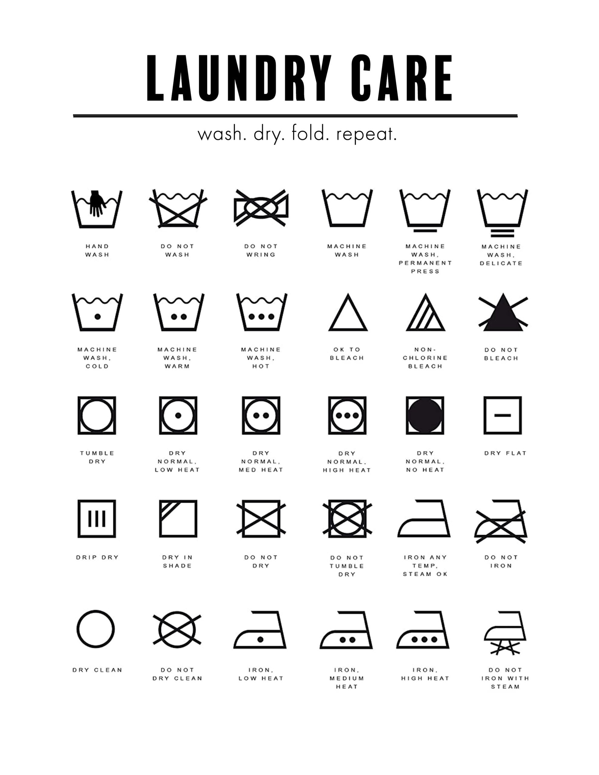 Laundry Symbols Printable - Sew Woodsy with Free Laundry Printables Black And White