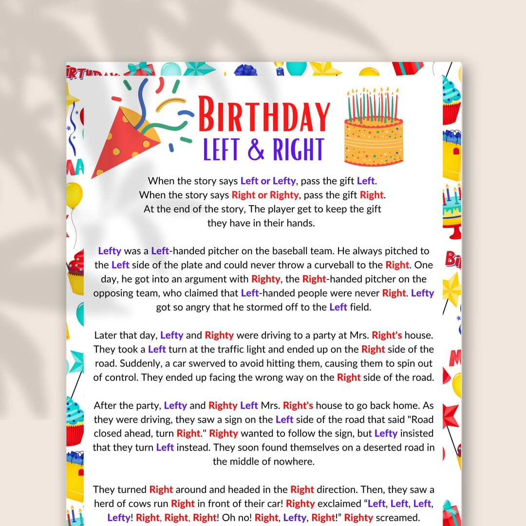 Left Right Game, Left Right Birthday Game, Printable Funny Left inside Popular Free Printable Left Right Birthday Game
