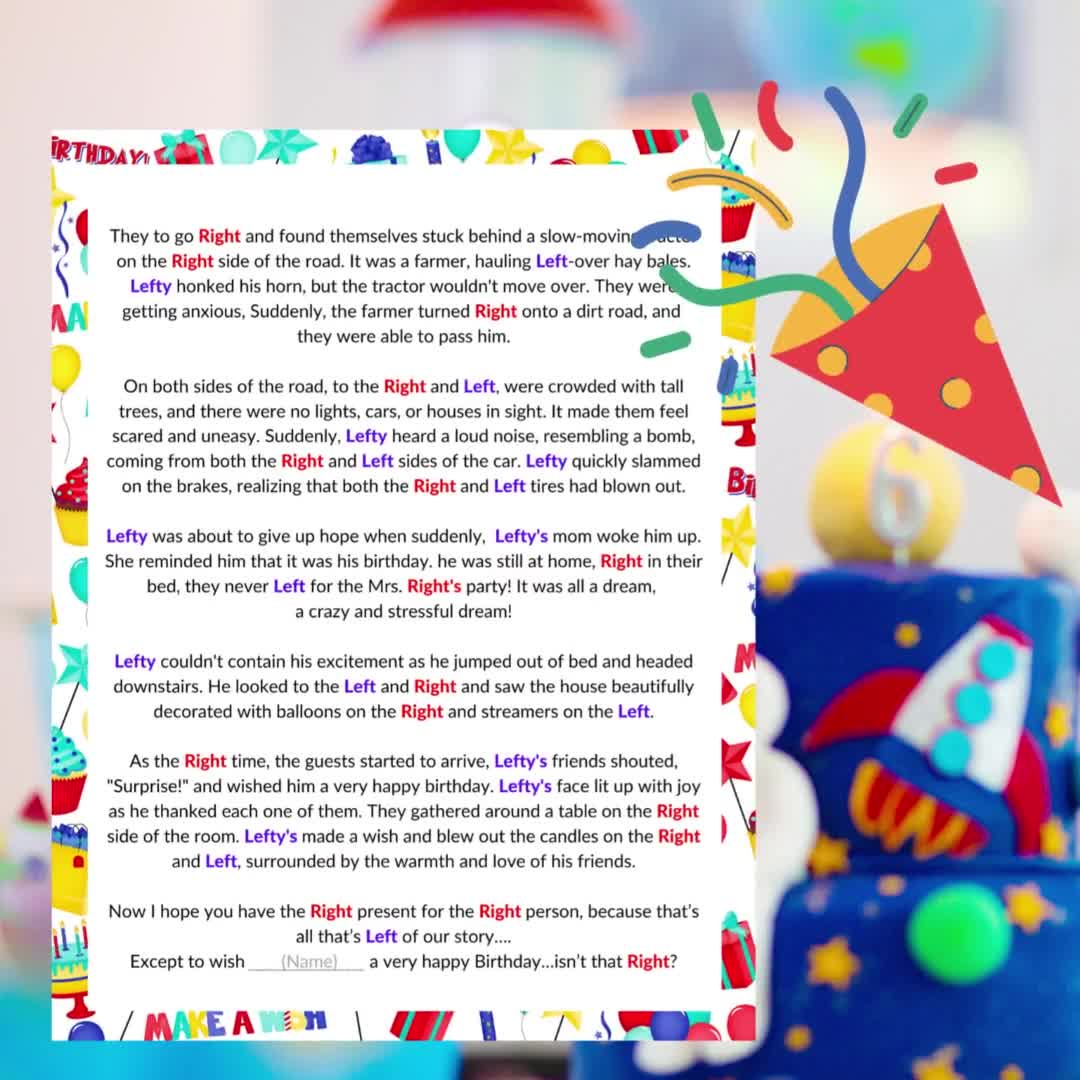 Left Right Game, Left Right Birthday Game, Printable Funny Left Right Story, Pass Gift Game, Pass The Prize, Birthday Games Group Adult Kid with regard to Popular Free Printable Left Right Birthday Game