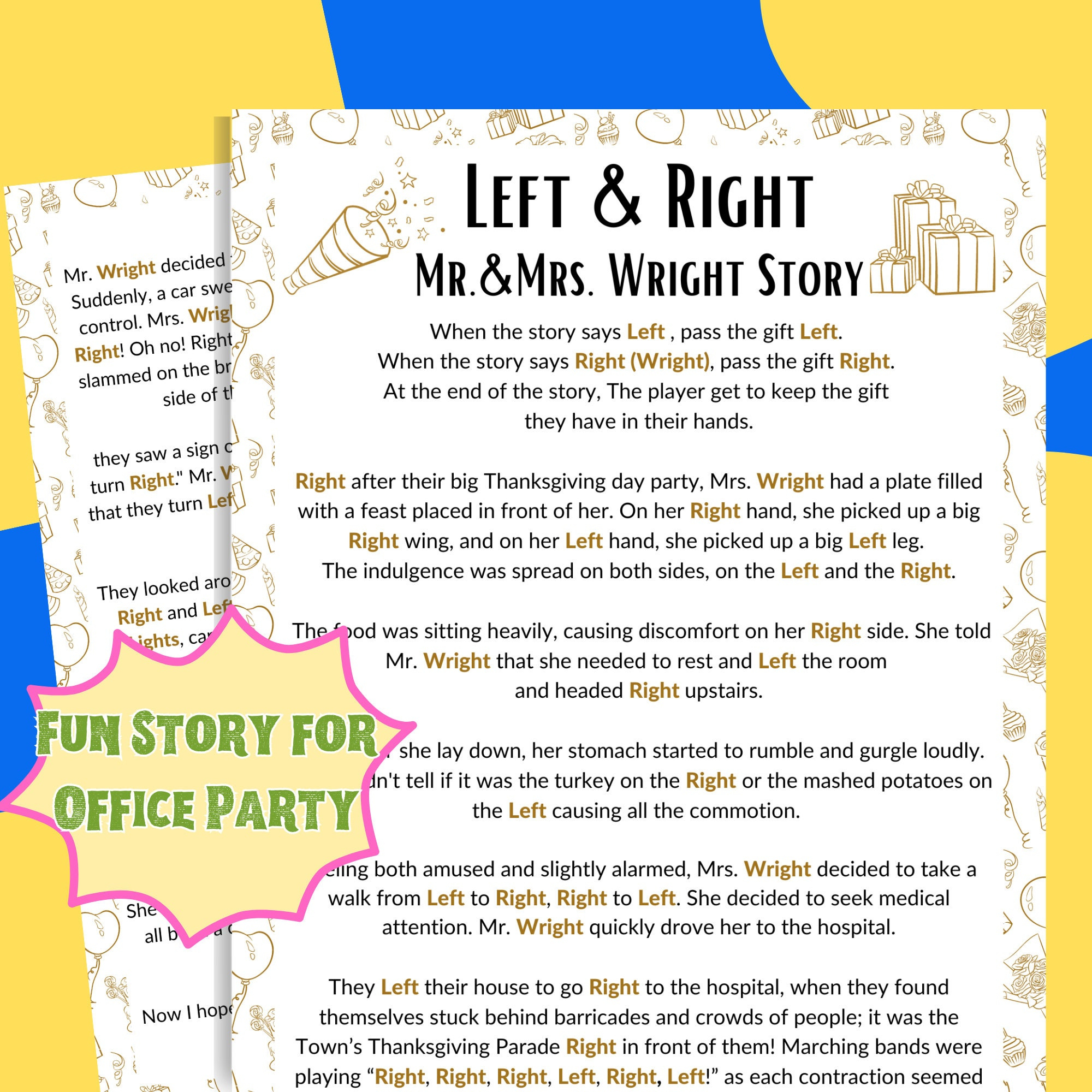 Left Right Game Office, Funny Story Left Right Game Any Occasion pertaining to Printable Left Right Game Story Any Occasion