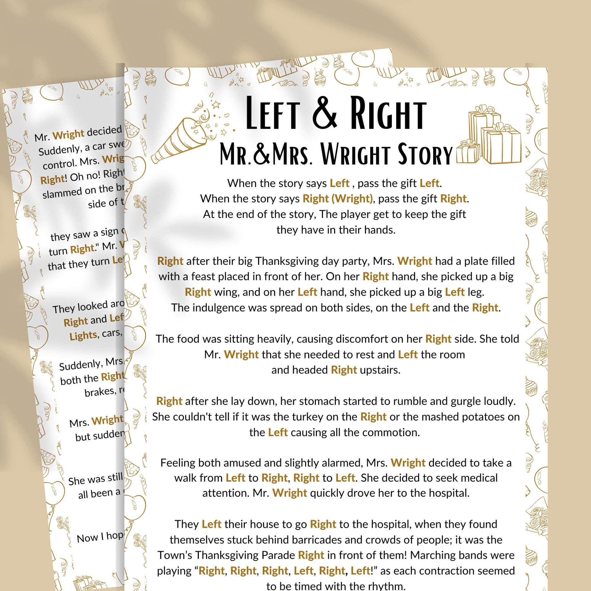 Left Right Game Office, Funny Story Left Right Game Any Occasion with regard to Printable Left Right Game Story Any Occasion