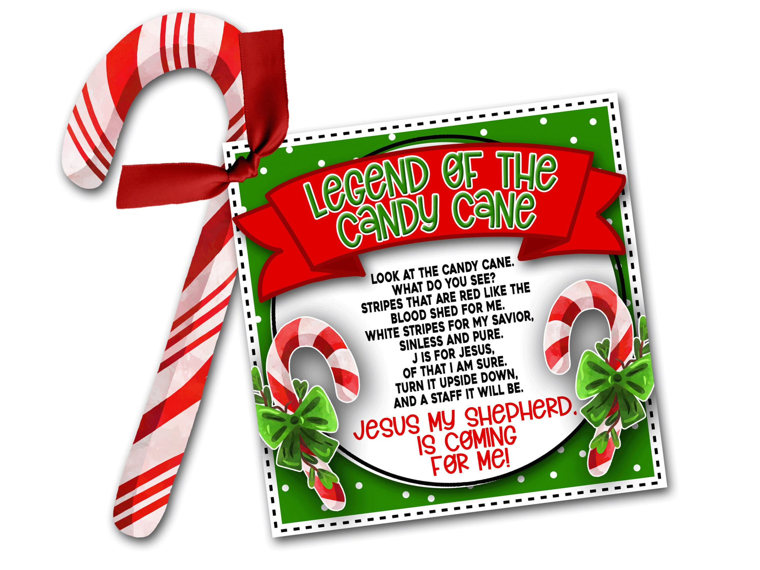 Legend Of The Candy Cane Printable Tag, Candy Cane Gedicht pertaining to Legend of the Candy Cane Printable Tag
