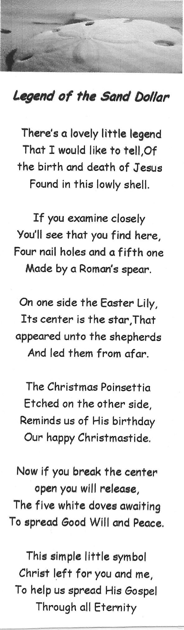 Legend Of The Sand Dollar – Bombastic | Sand Dollar Art, Sand inside Free Printable Printable Legend of the Sand Dollar