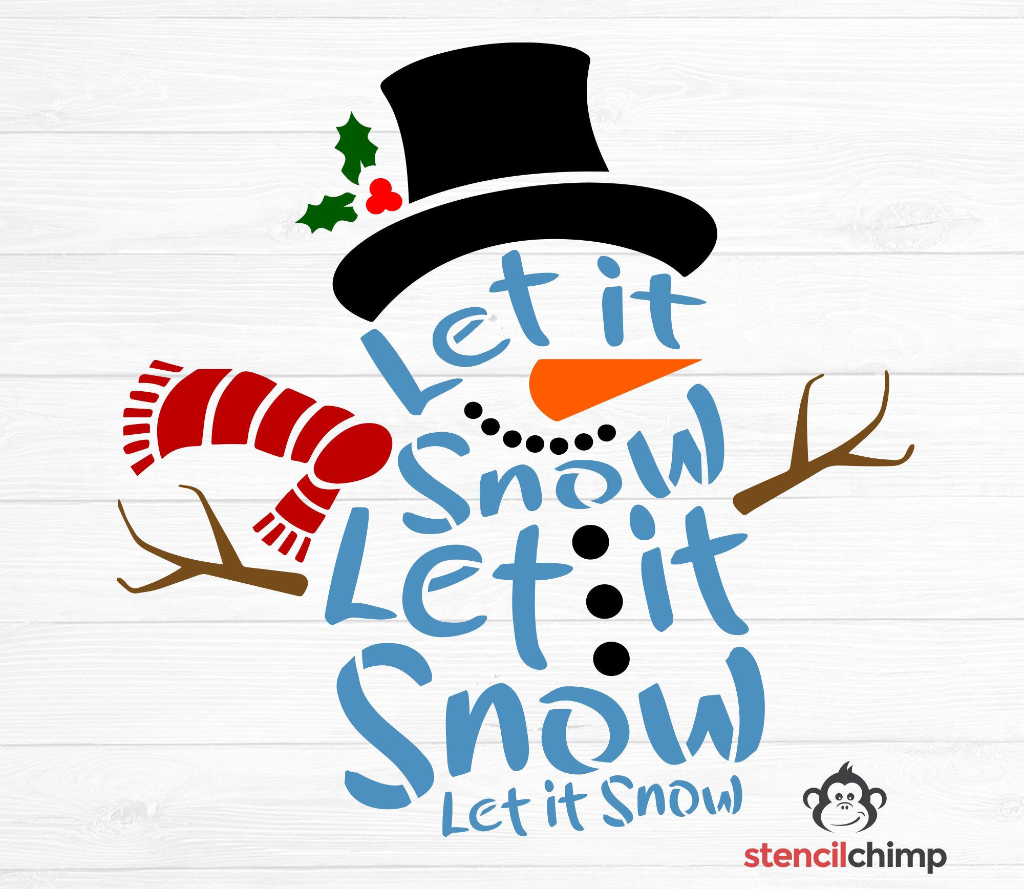 Let It Snow Stencil, Snowman Stencil, Cute Christmas Stencil within Free Printable Let It Snow Stencil