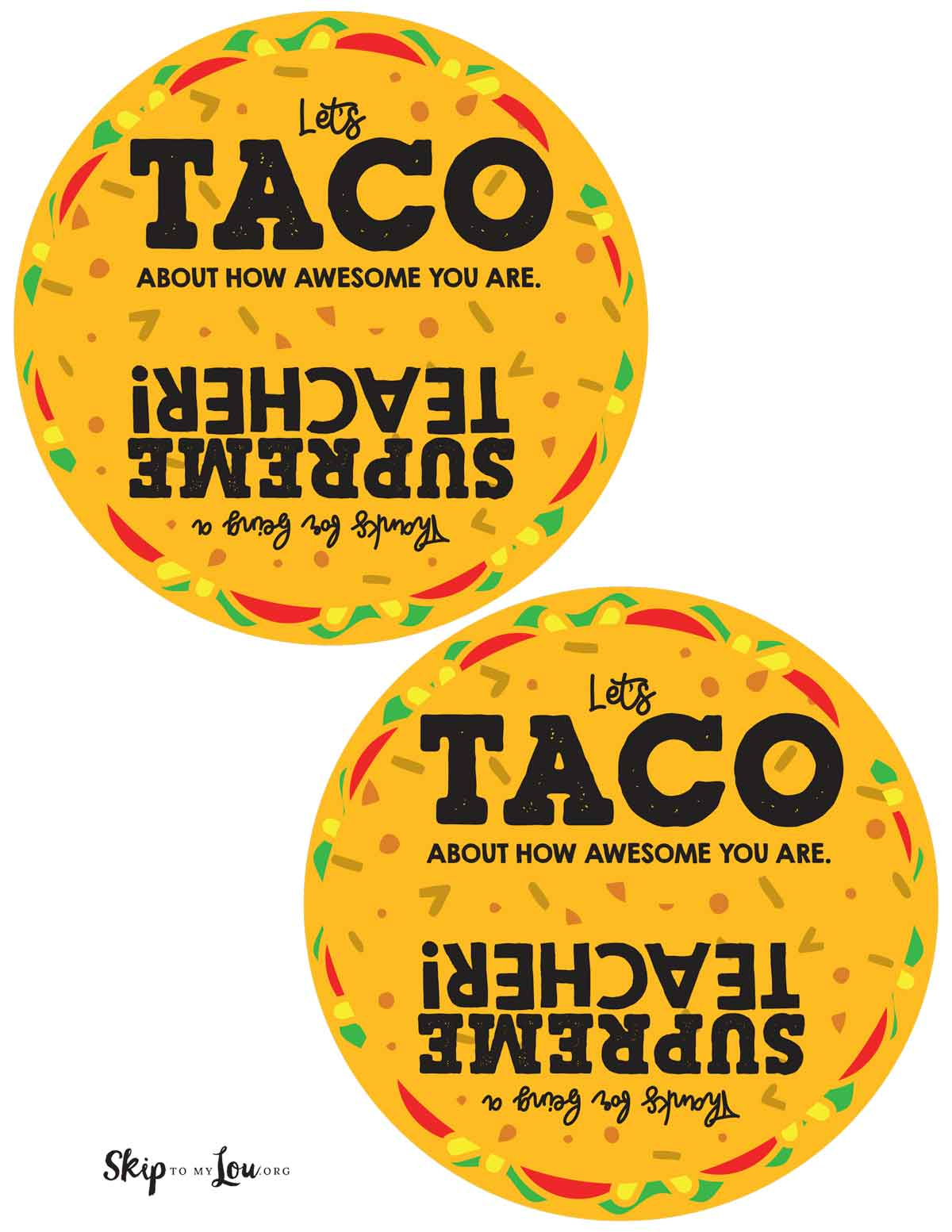 Let&amp;#039;S Taco &amp;#039;Bout An Easy Teacher Gift! Free Printable Taco Card regarding Let&amp;amp;#039;s Taco Bout How Awesome You Are Free Printable