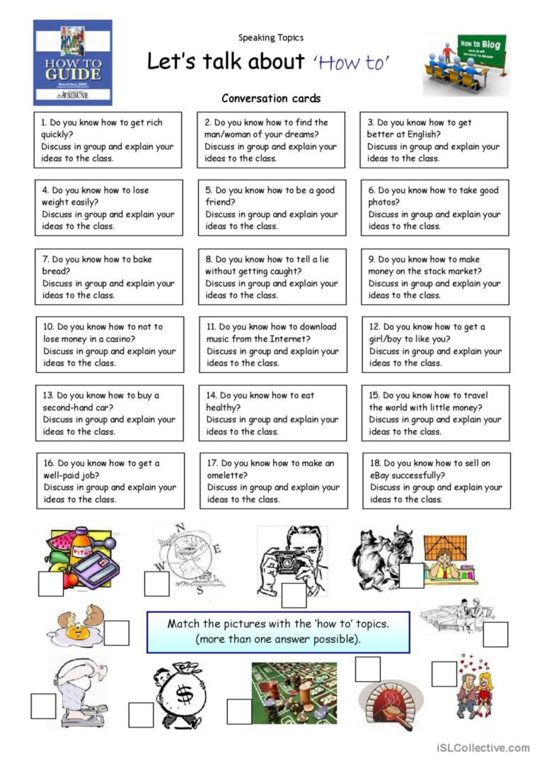 Let´s Talk About ´How To´ Presentati…: English Esl Worksheets Pdf in Speaking Worksheets Printable For Esl Students