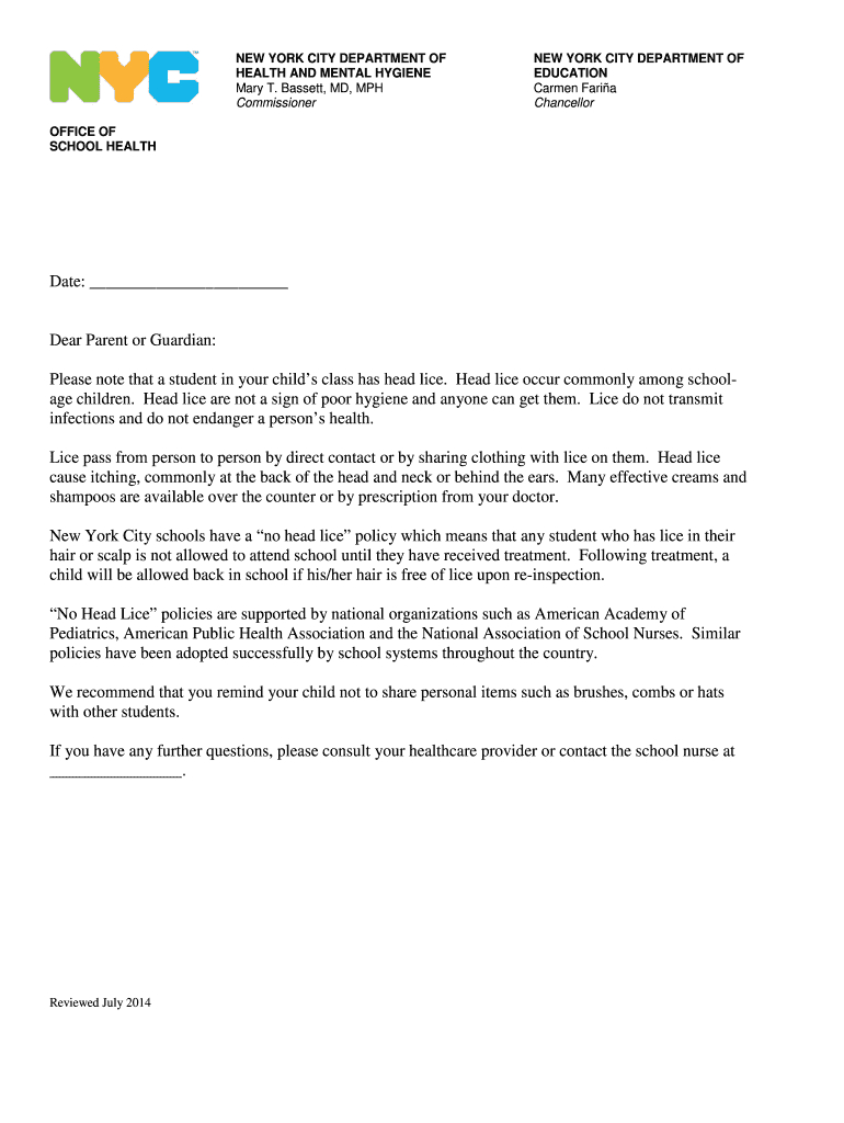 Lice Letter To Parents: Fill Out &amp;amp; Sign Online | Dochub throughout Printable Head Lice Notice To Parents