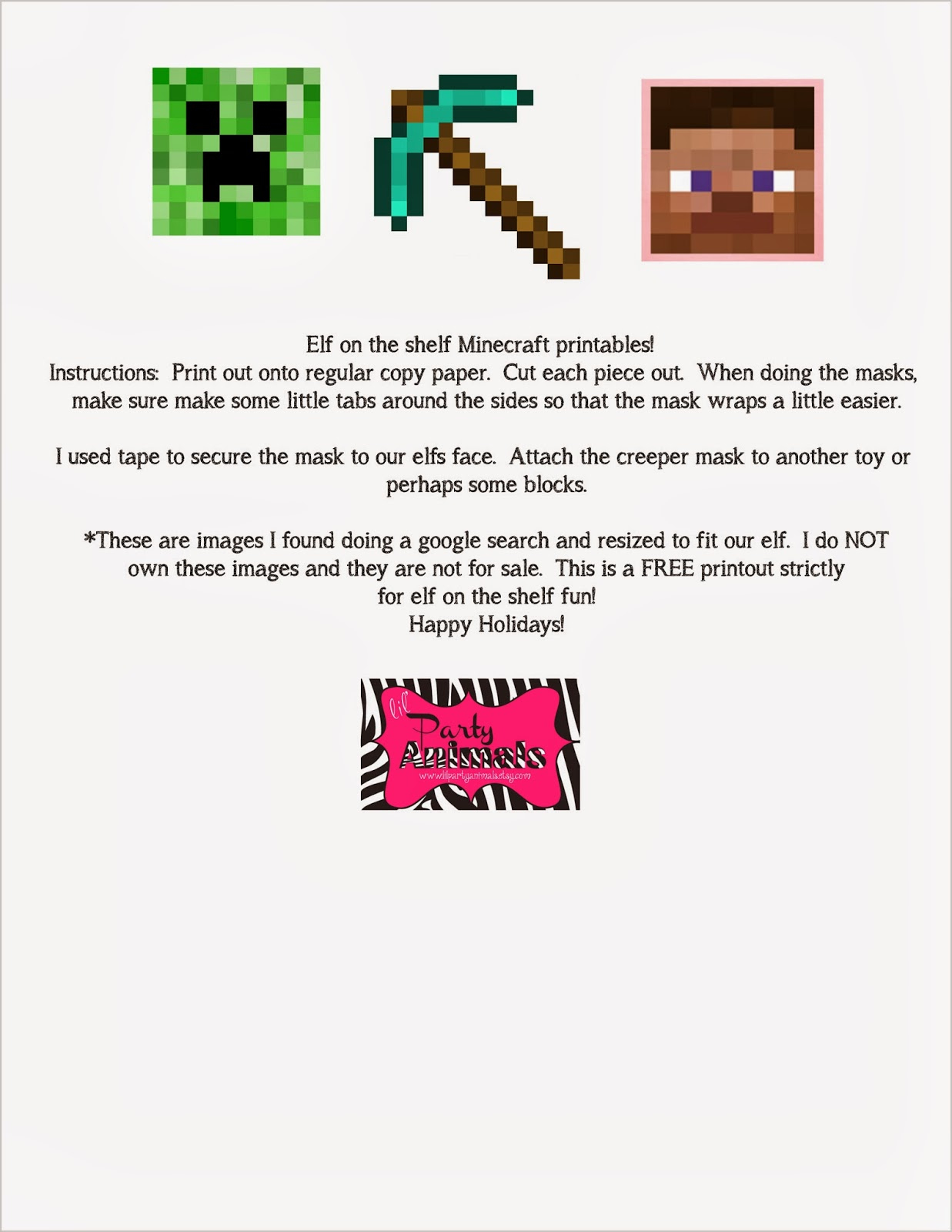 Lil Party Animals: Free Elf On The Shelf Minecraft Printable regarding Minecraft Elf On The Shelf Printable