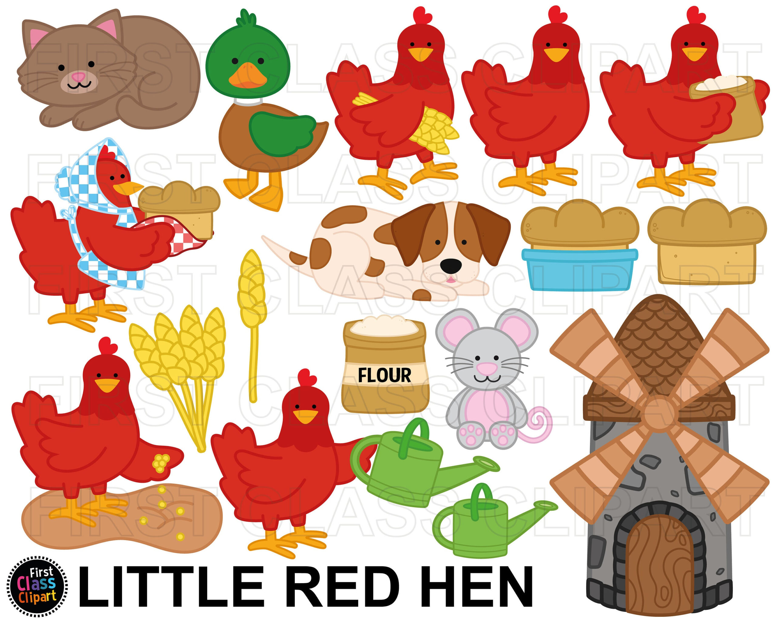 Little Red Hen Clipart, Hen, Chicken Clipart, Farm Animal Clipart throughout Free Printable Little Red Hen Characters Printables
