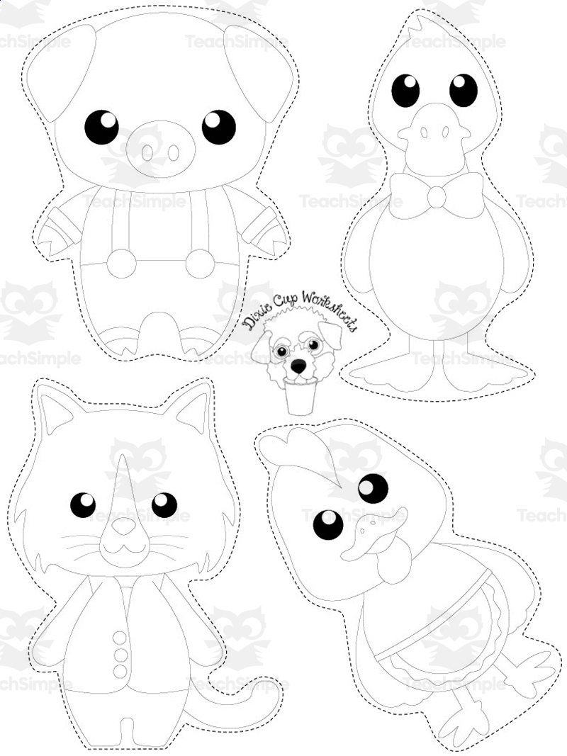 Little Red Hen Puppets with Free Printable Little Red Hen Characters Printables