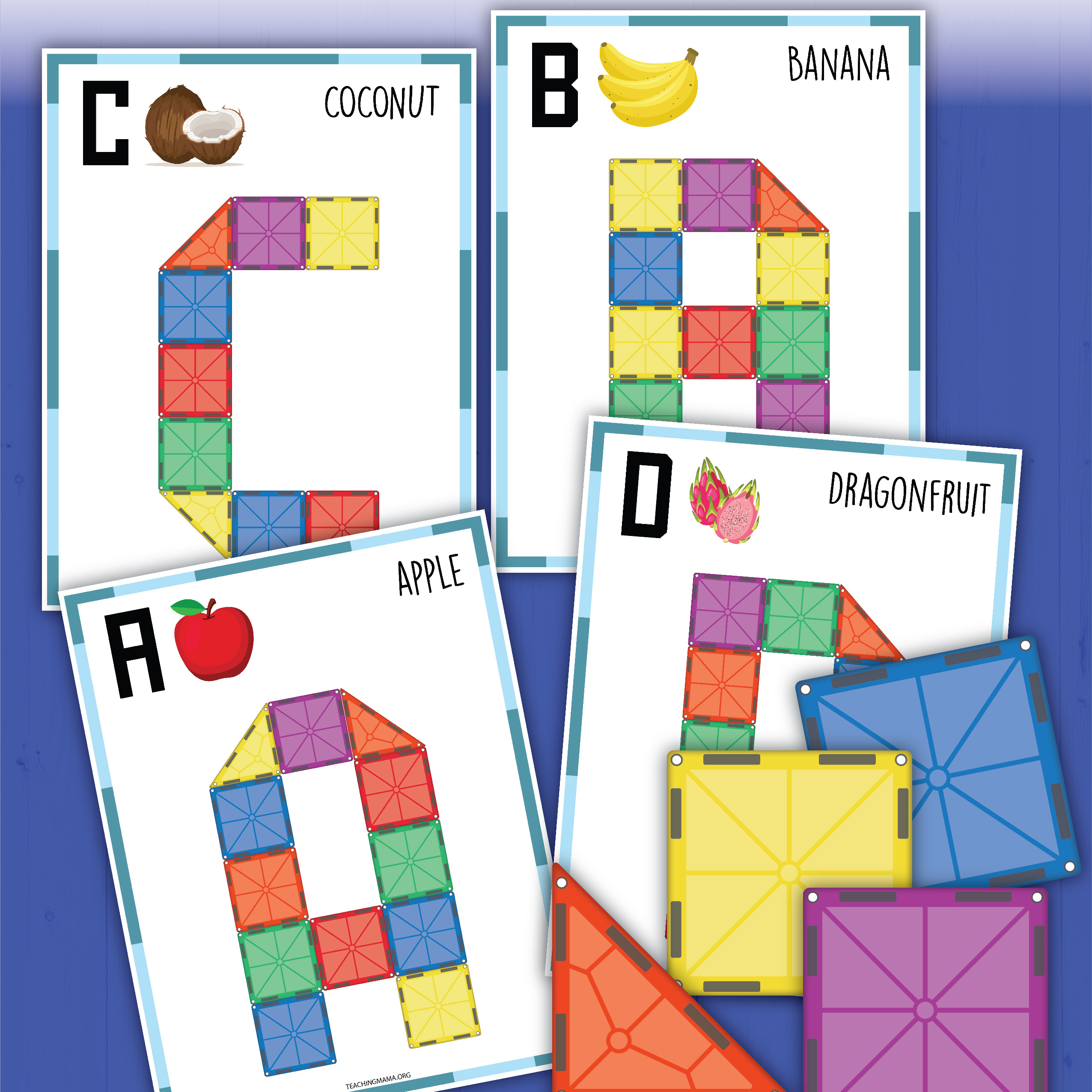 Magna Tile Uppercase Letter Cards - Teaching Mama in Free Magna Tile Printables