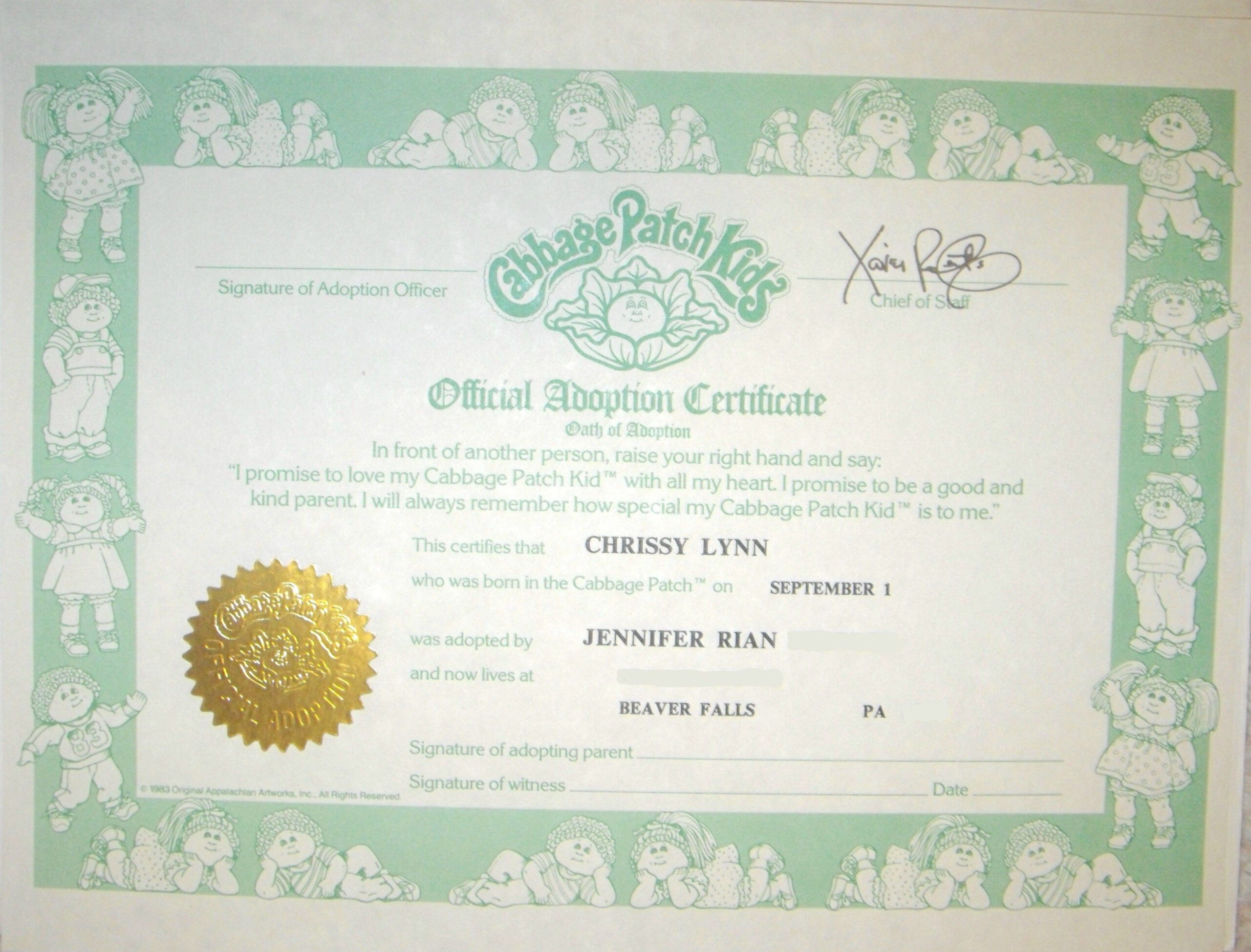 Make Your Own Cabbage Patch Birth Certificate On Sale with regard to Free Printable Cabbage Patch Birth Certificate