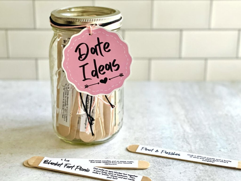 Make Your Own Date Jar With These Ideas - Free Printable List! for Date Night Jar Ideas Printable