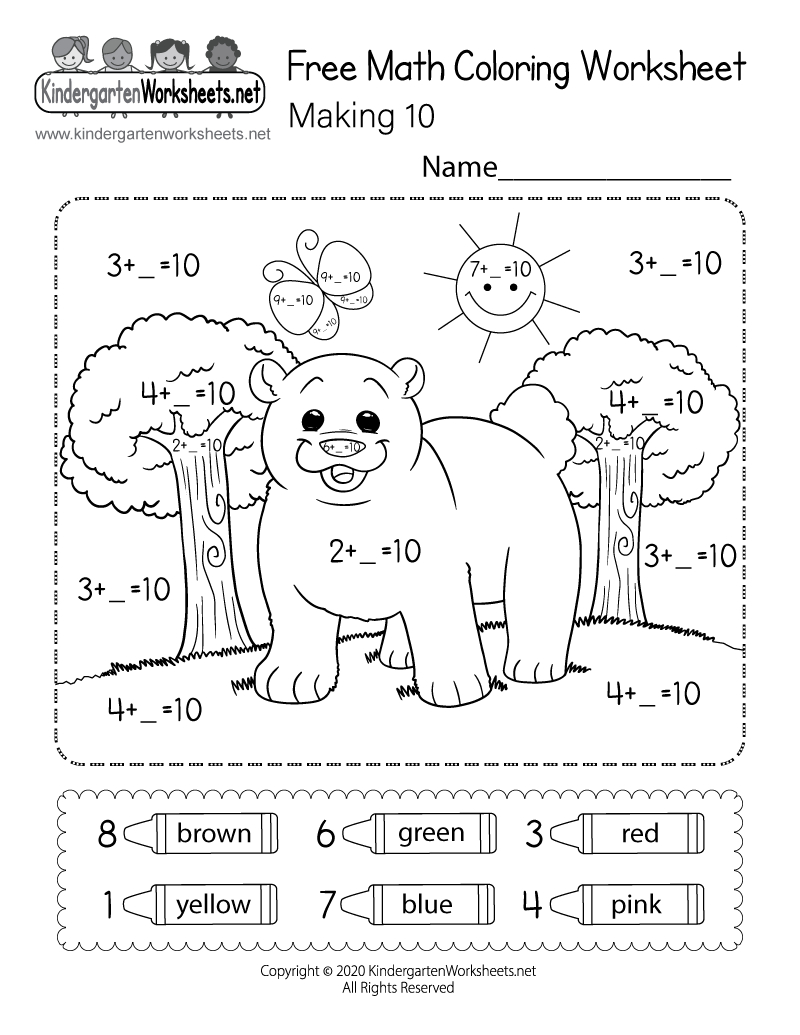 Making 10 Math Coloring Worksheet - Free Printable, Digital, &amp;amp; Pdf within Printable Kindergarten Making 10 Worksheets